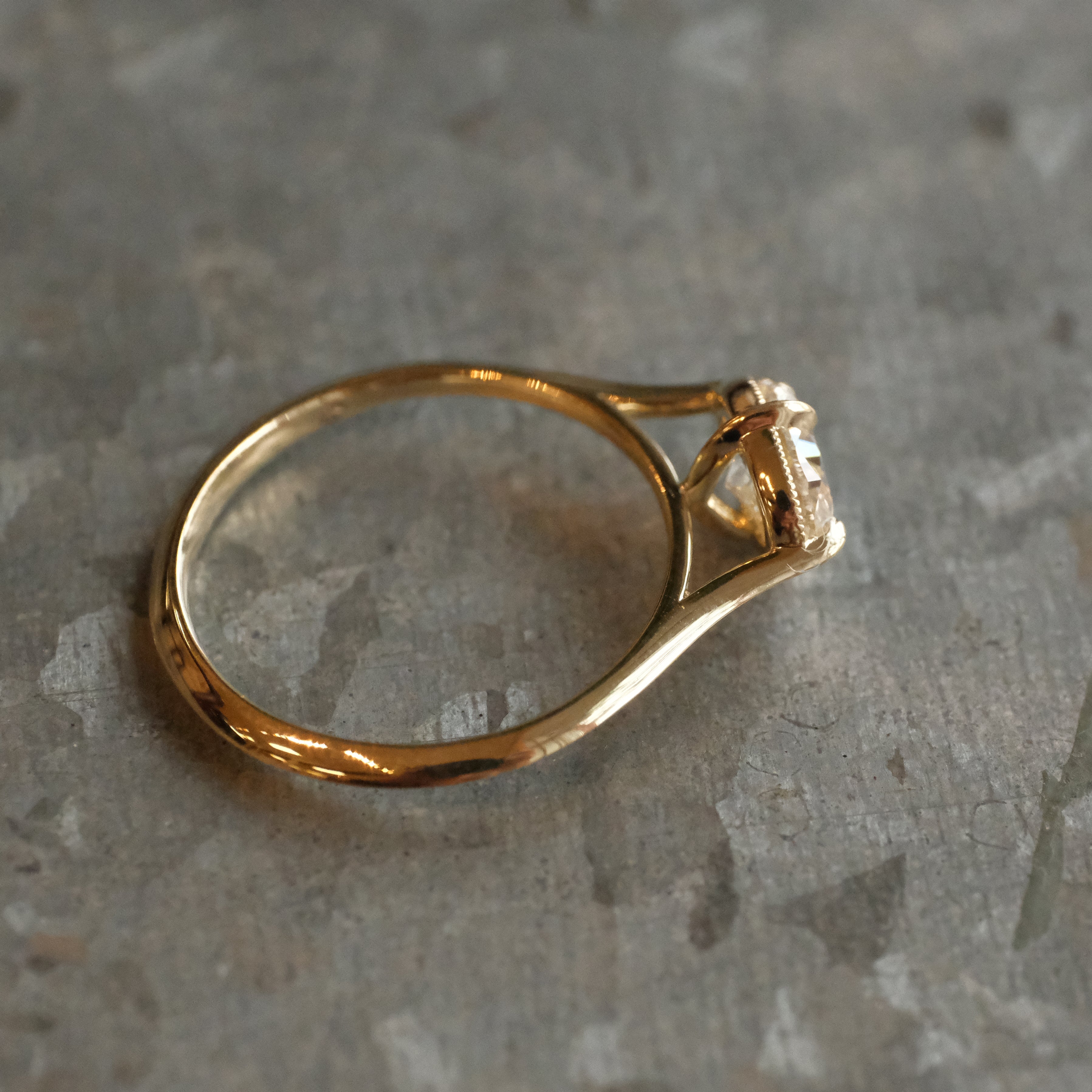 14k + Natural Diamond Champagne Avignon Ring
