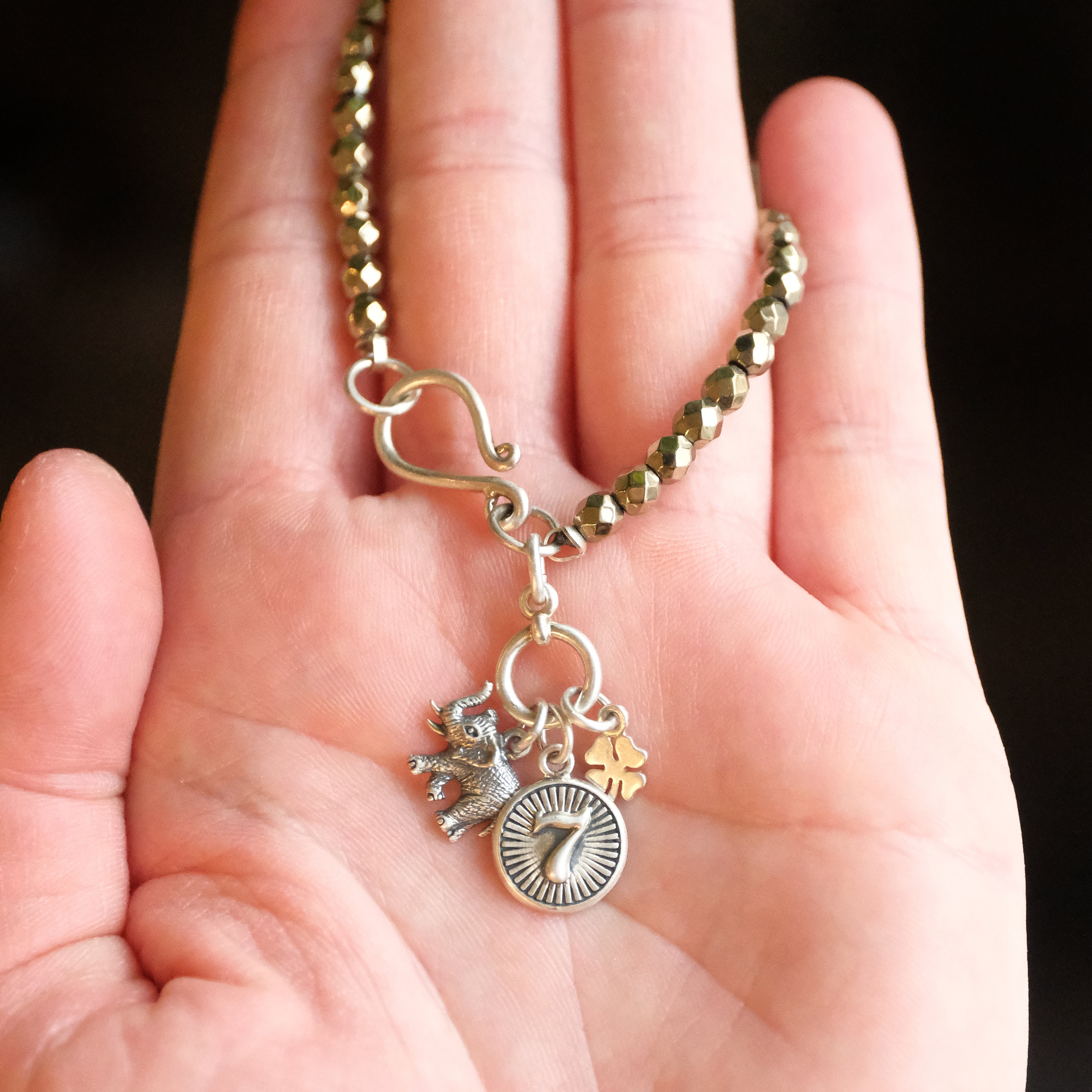 Kismet Pyrite + Sterling Charm Necklace - One of a Kind