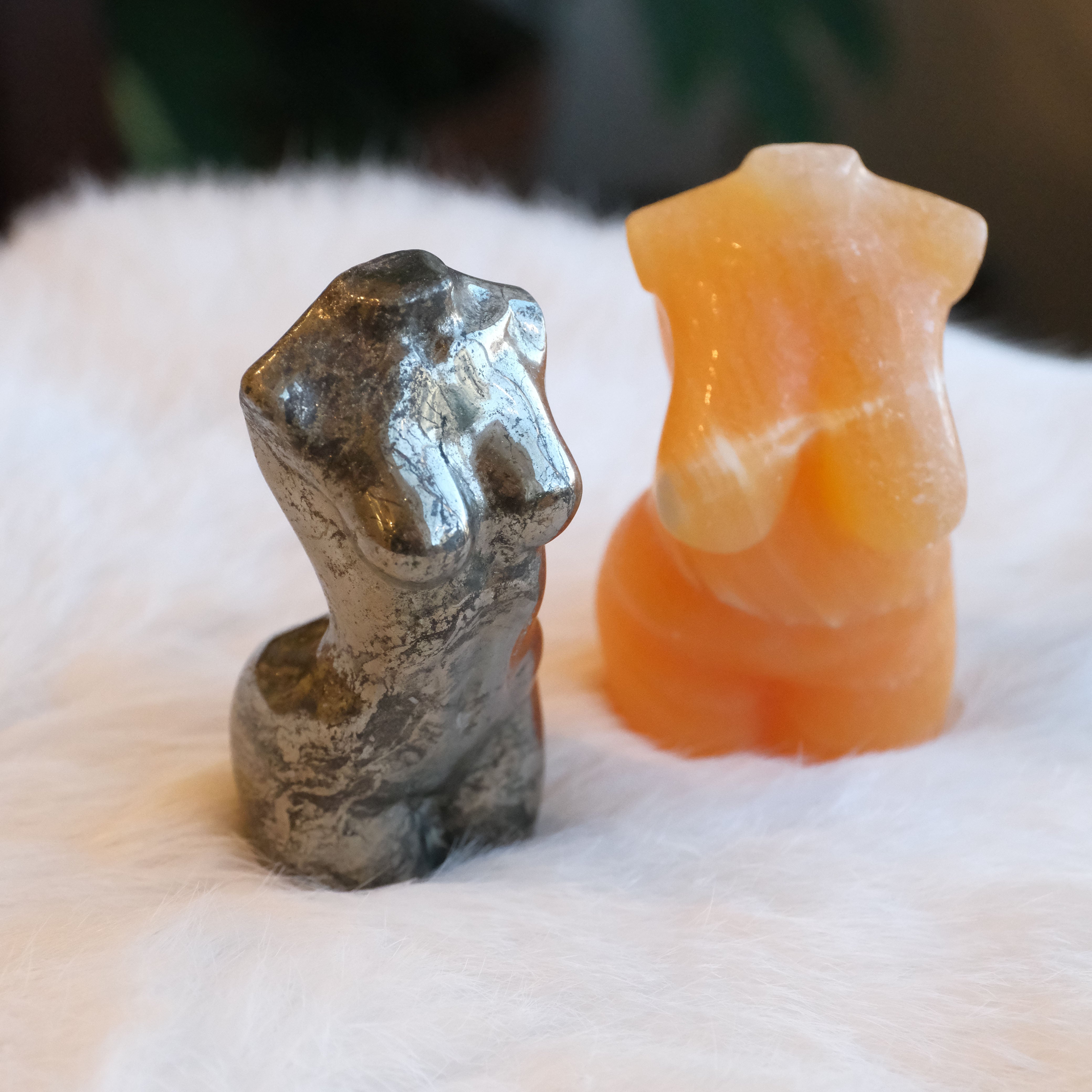 Hand Carved Orange Calcite Body