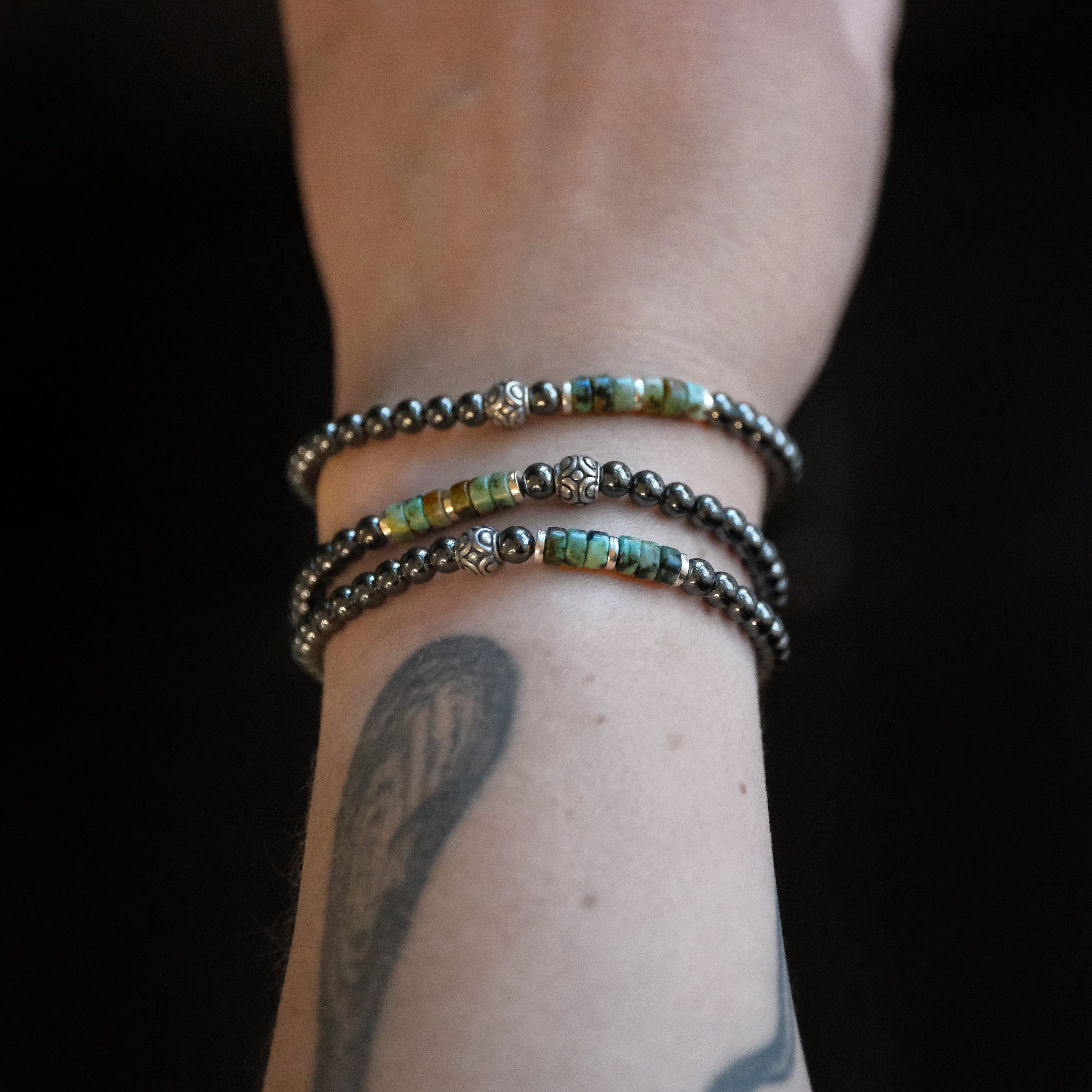 Hematite + Turquoise Bracelet