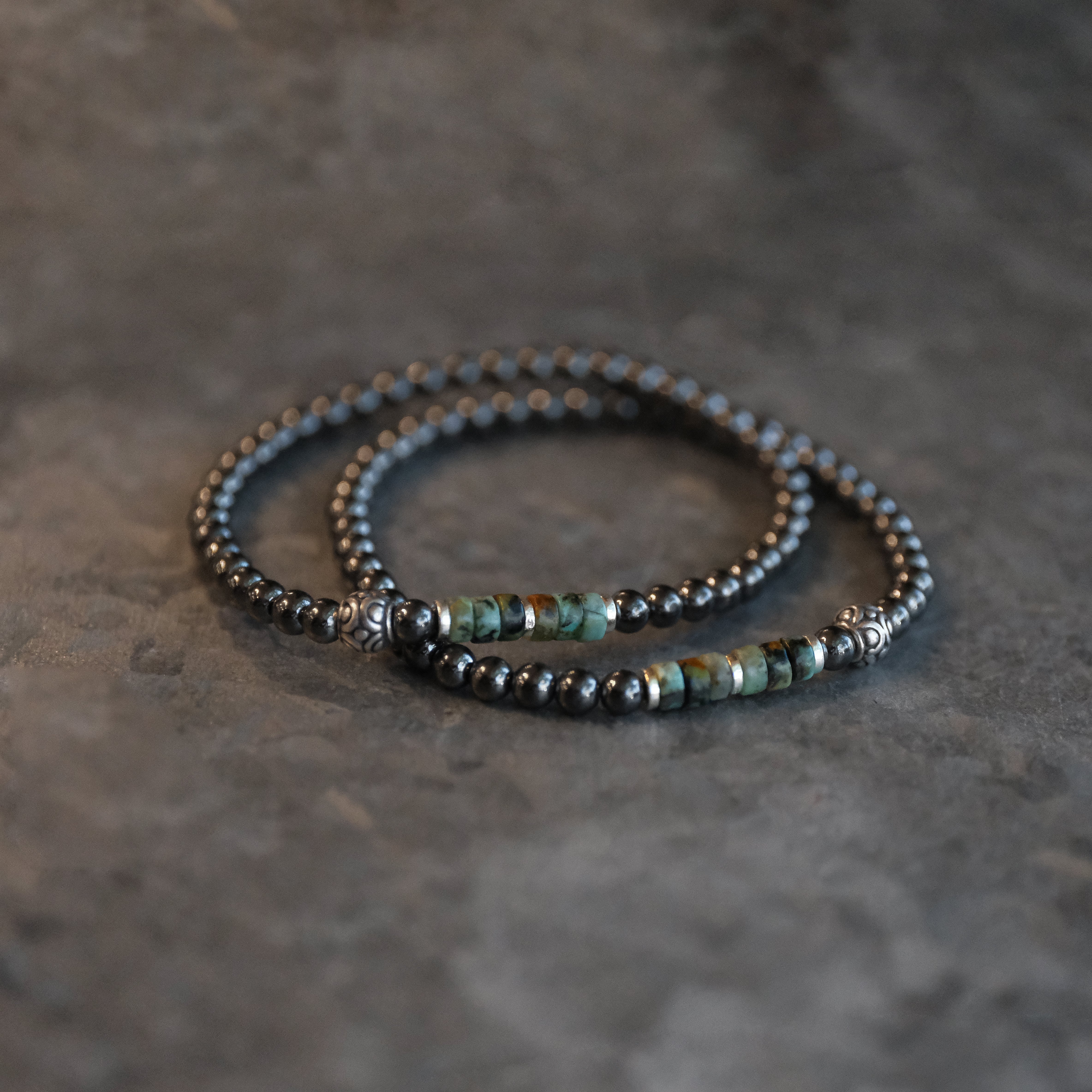 Hematite + Turquoise Bracelet