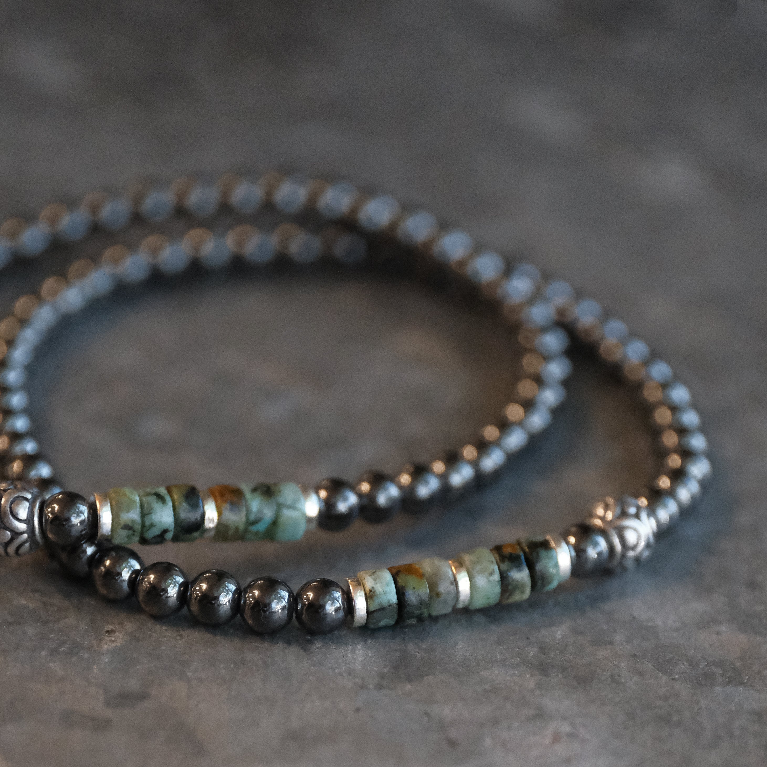 Hematite + Turquoise Bracelet