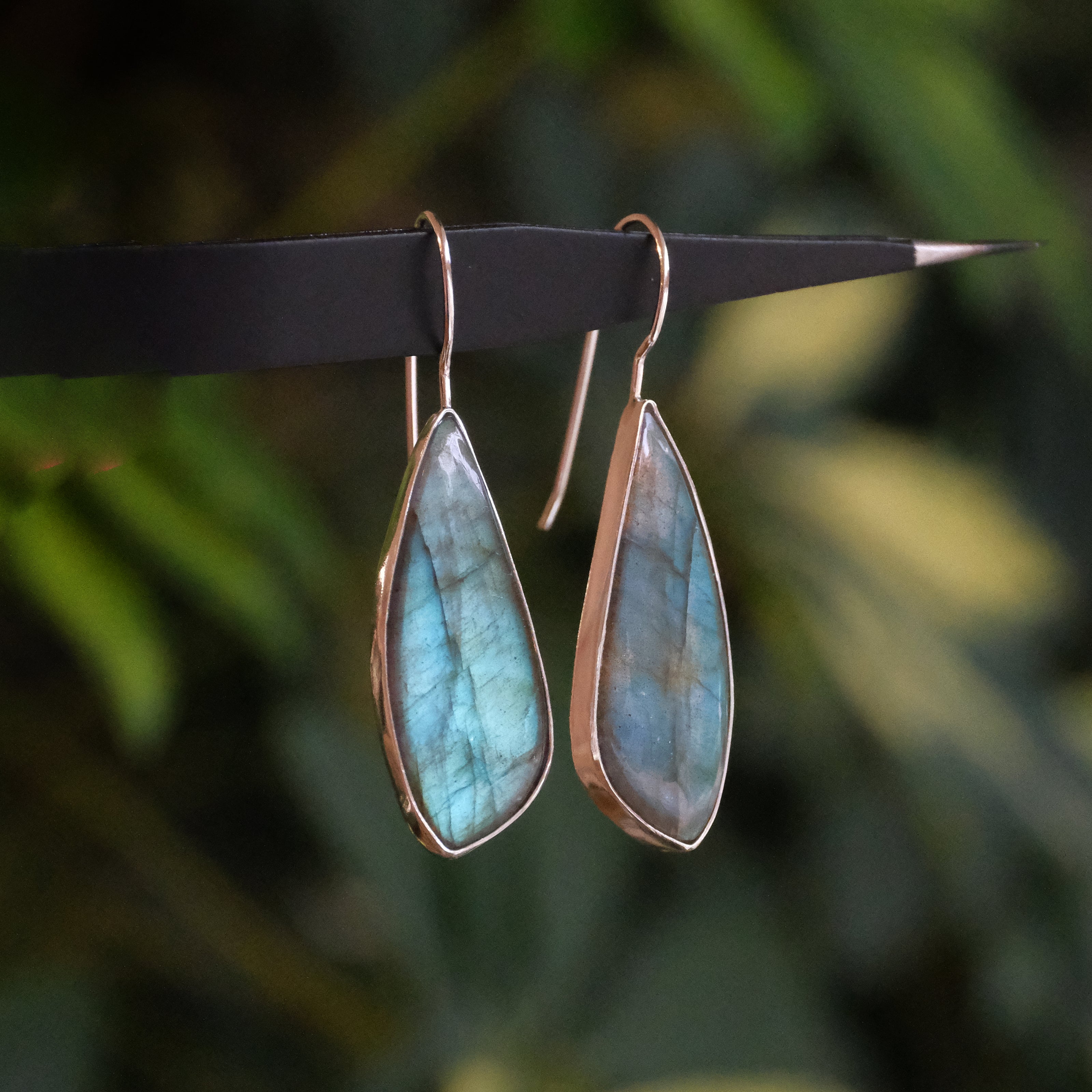 Labradorite Leaf Earrings - One of a Kind