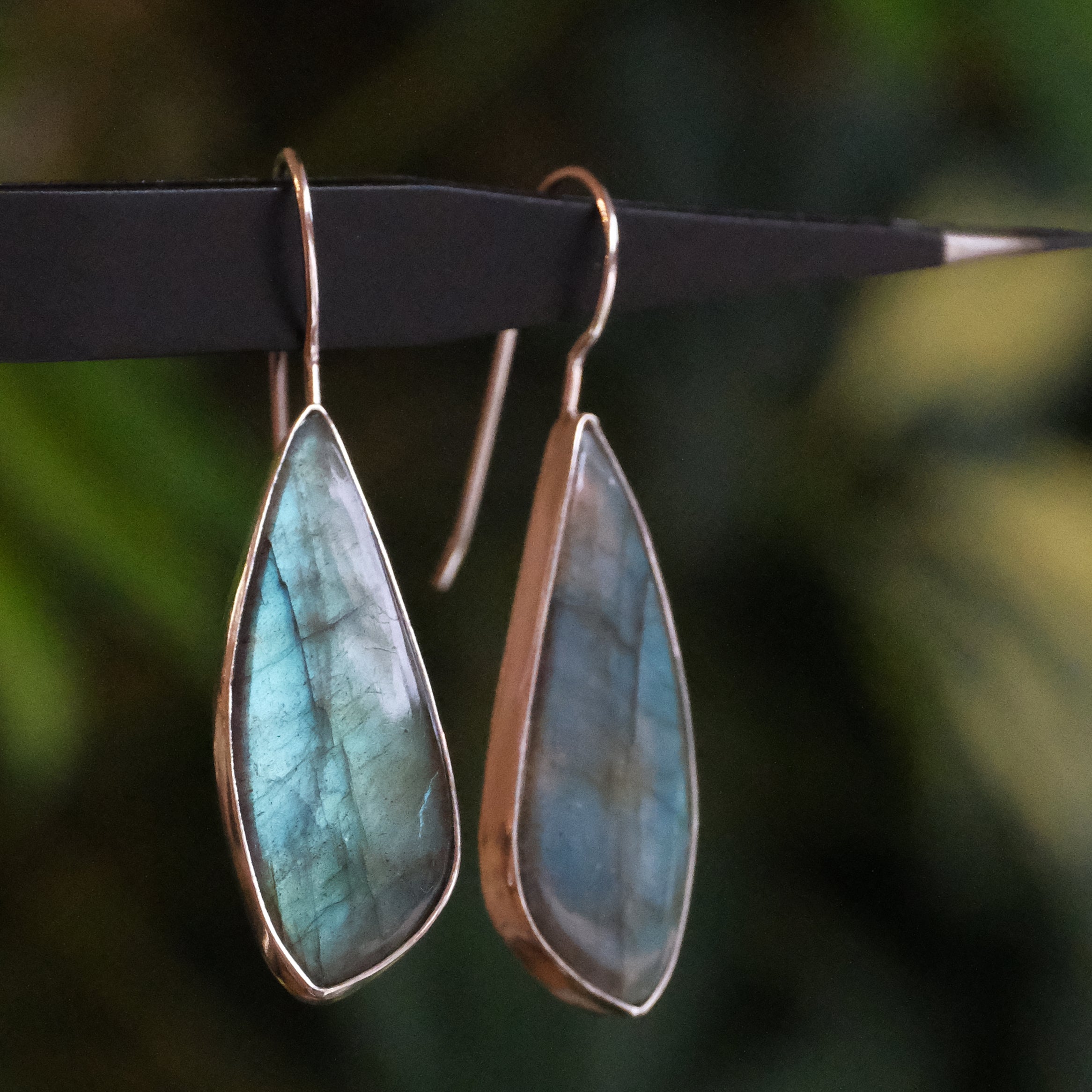 Labradorite Leaf Earrings - One of a Kind