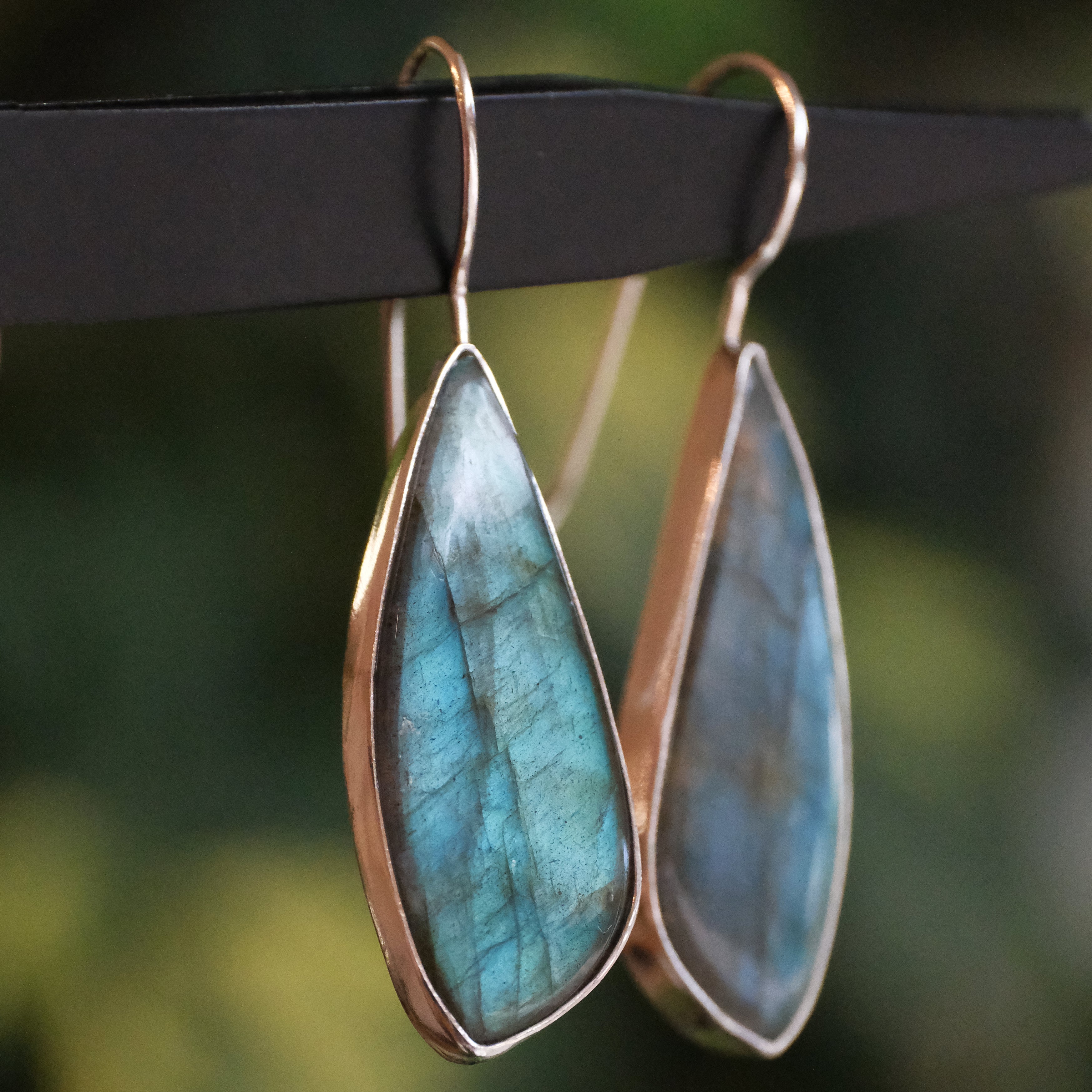 Labradorite Leaf Earrings - One of a Kind