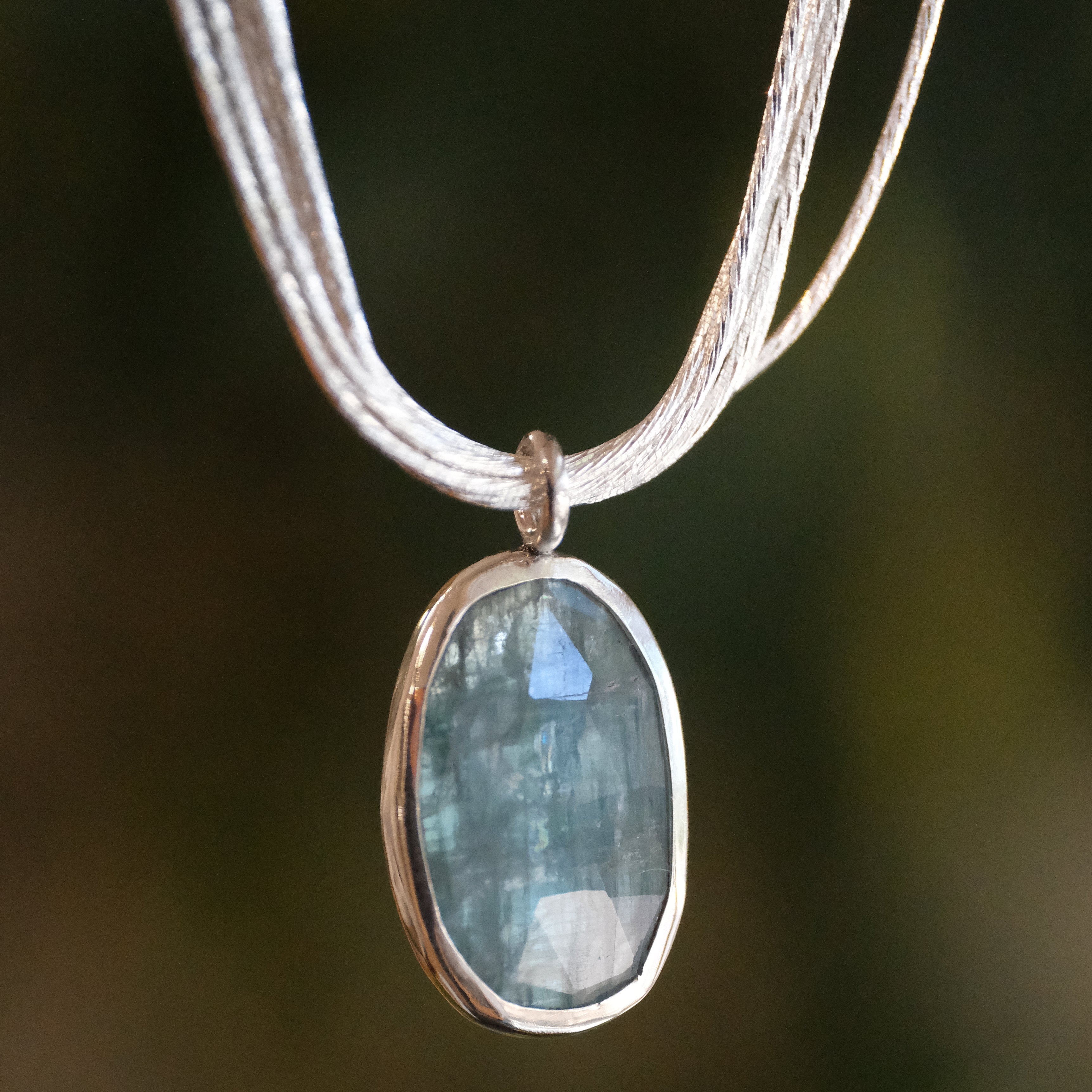 Aqua Kyanite Liquid Strand Necklace - One of a Kind