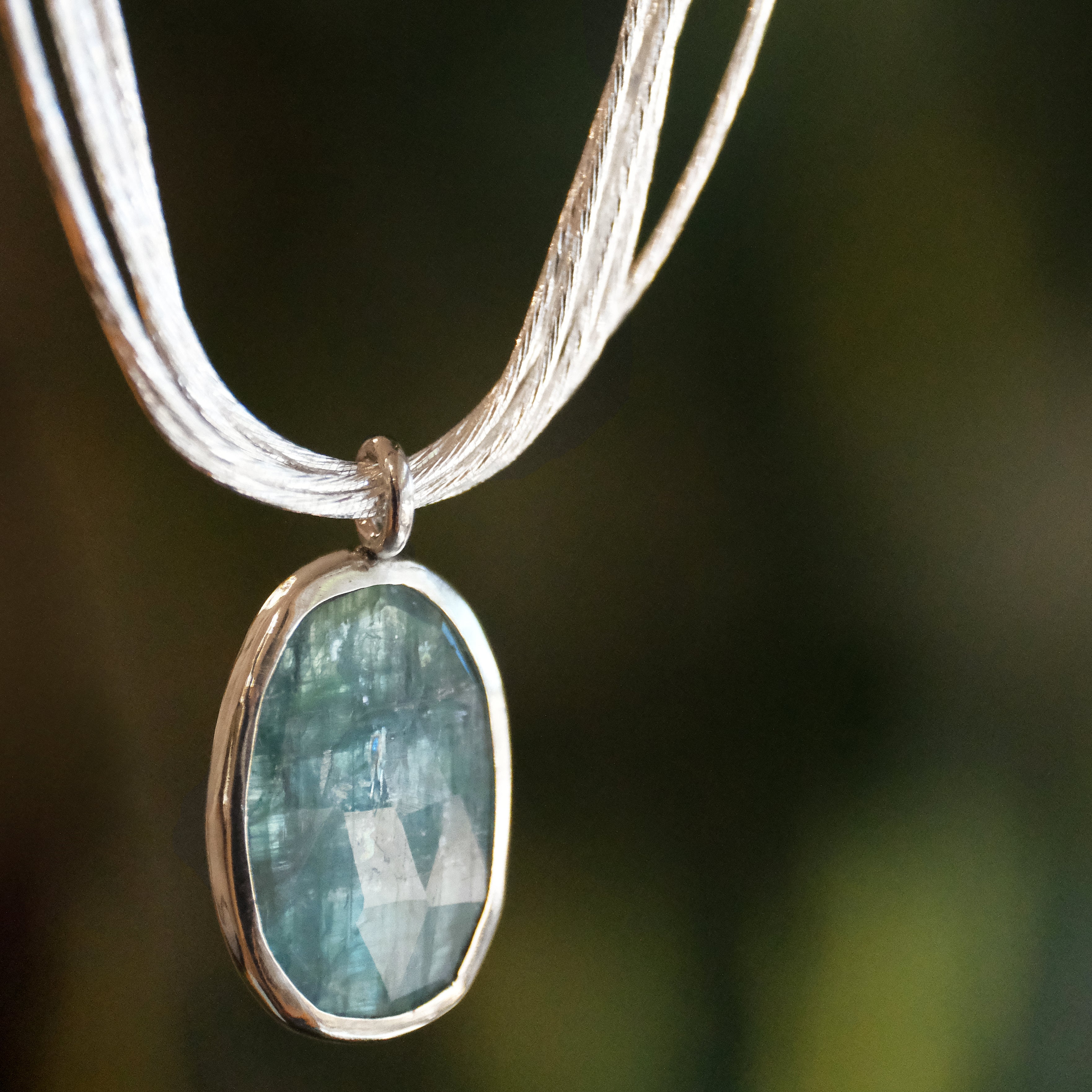Aqua Kyanite Liquid Strand Necklace - One of a Kind