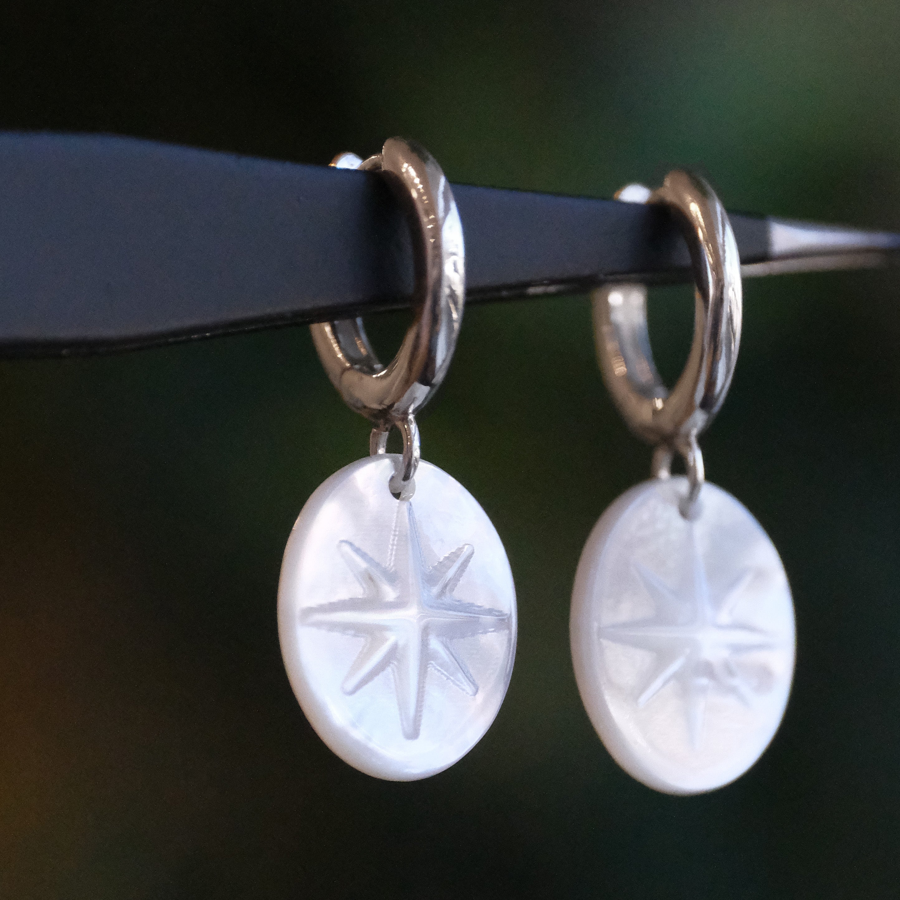 Sterling + Mother of Pearl North Star Huggers