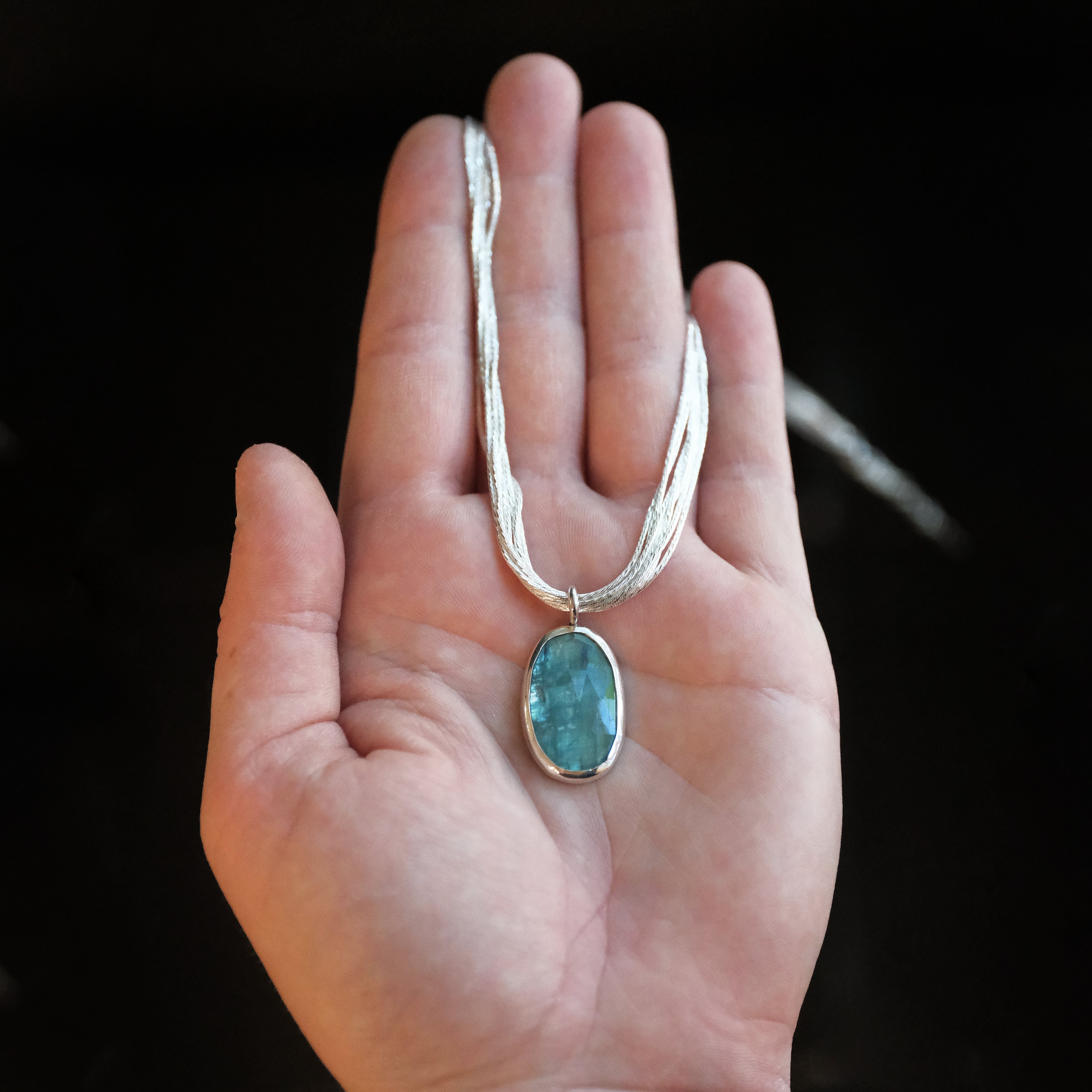 Aqua Kyanite Liquid Strand Necklace - One of a Kind