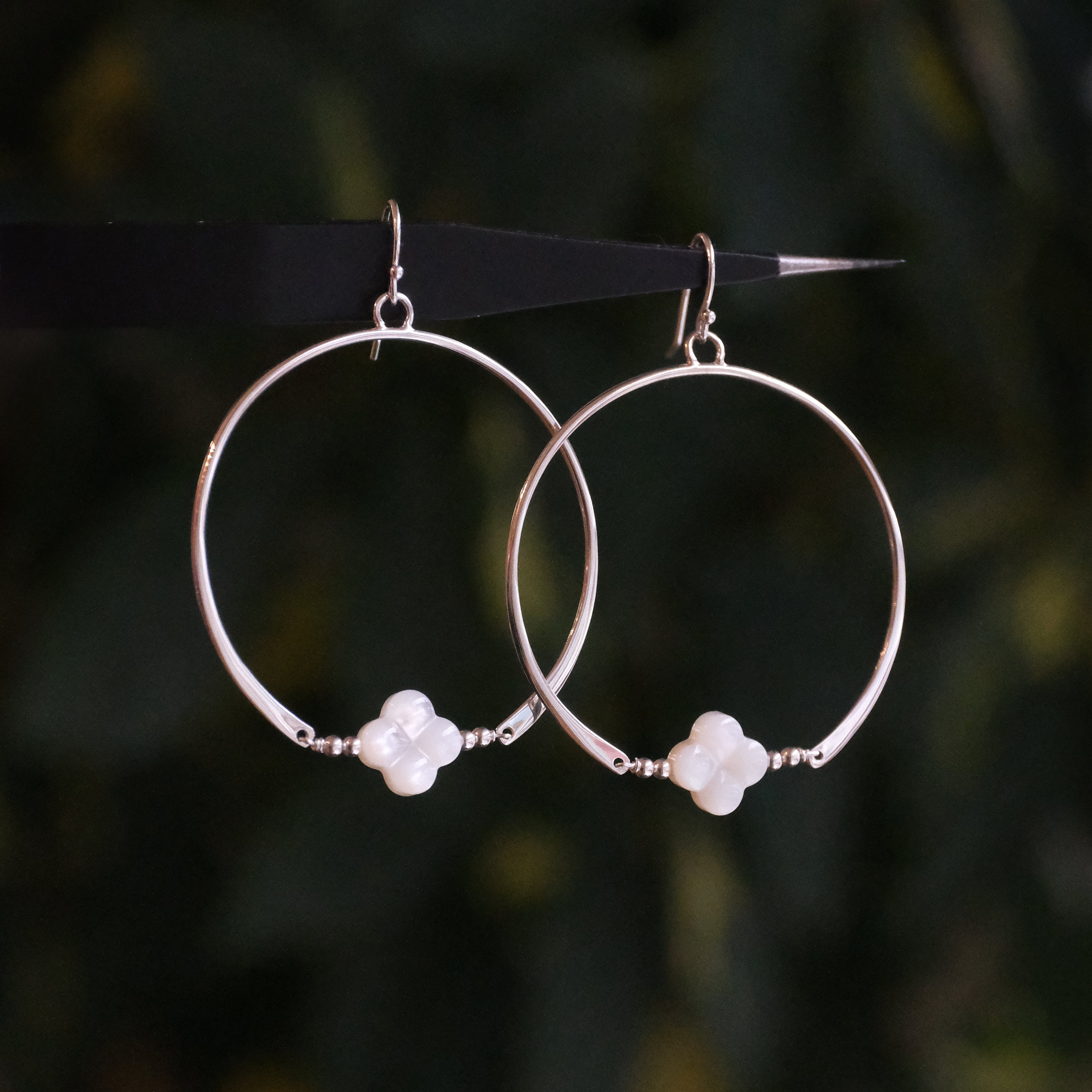 Miss Clover Sterling + Mother of Pearl Hoops - One of a Kind
