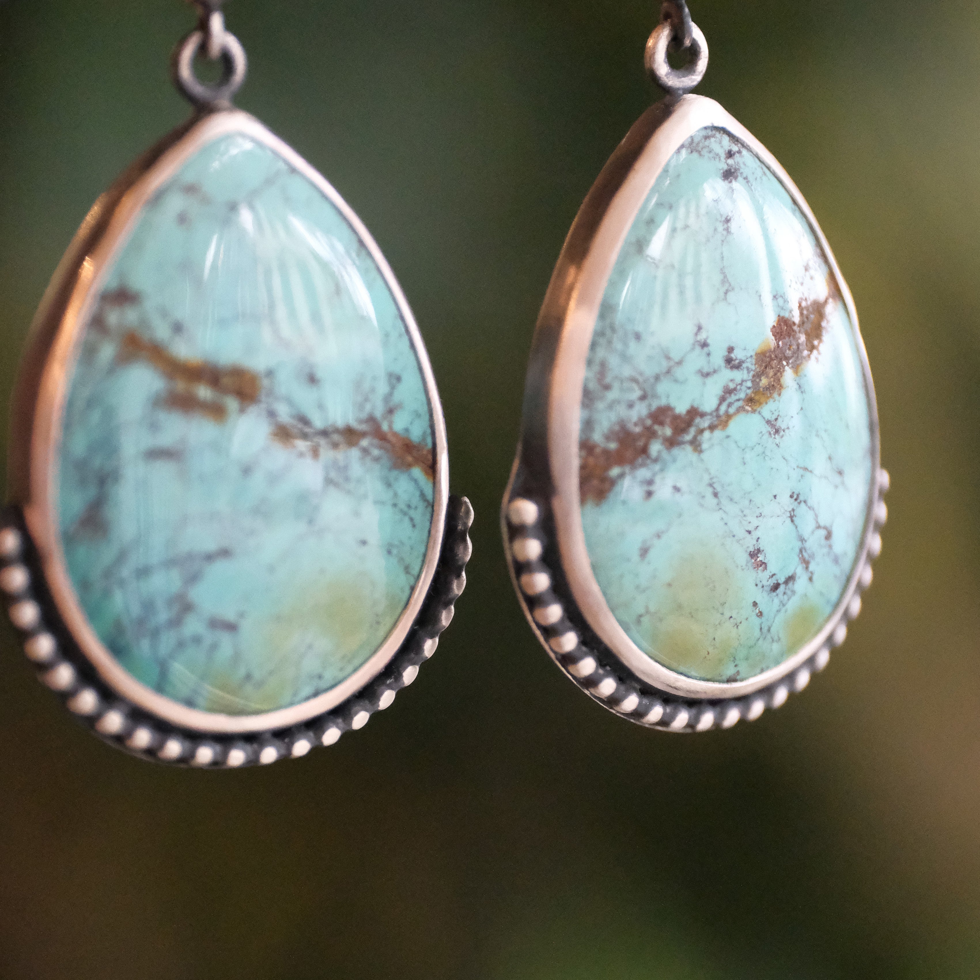Turquoise + Sterling Horseshoe Bend Earrings - One of a Kind
