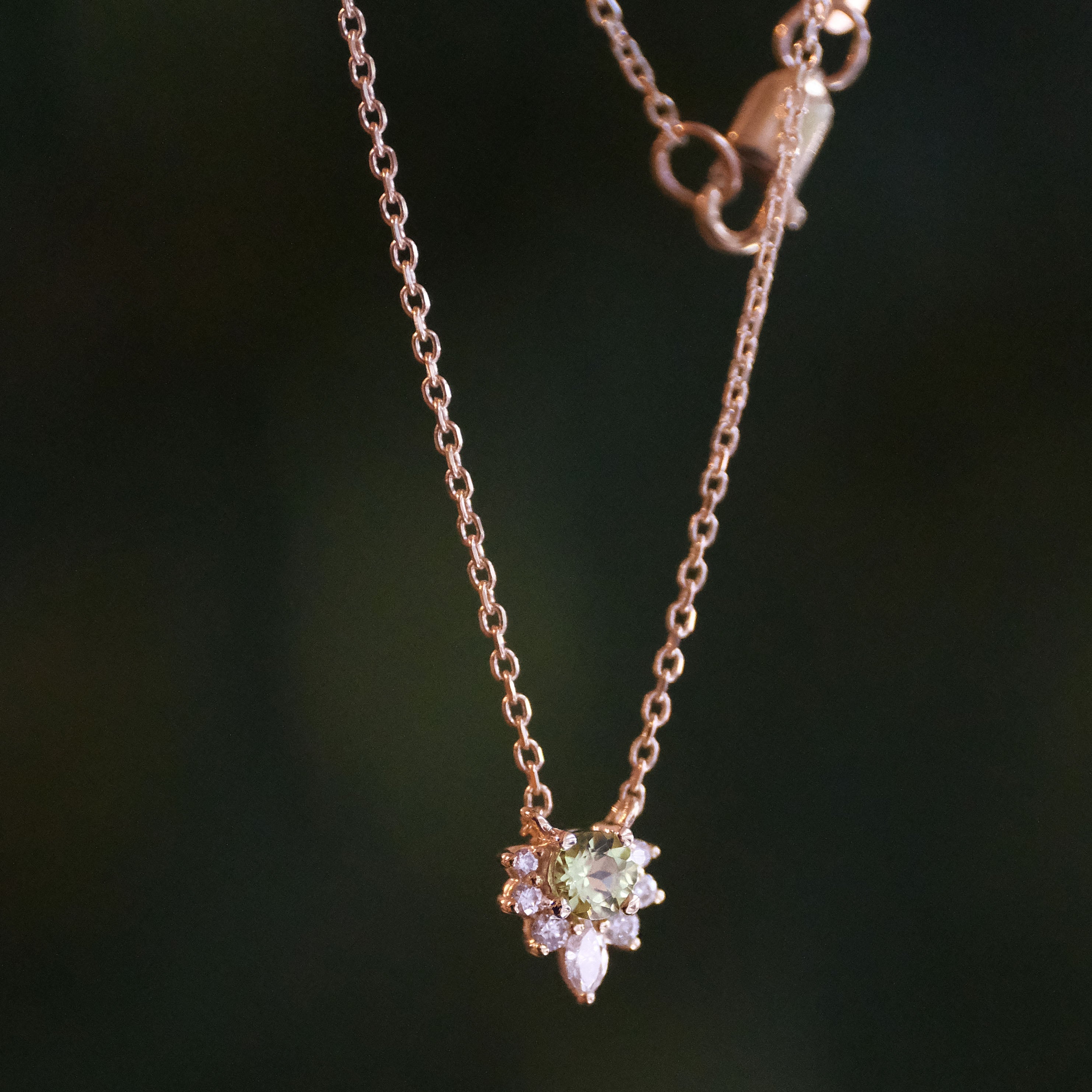 14k Peridot + Natural Diamond Rimini Necklace