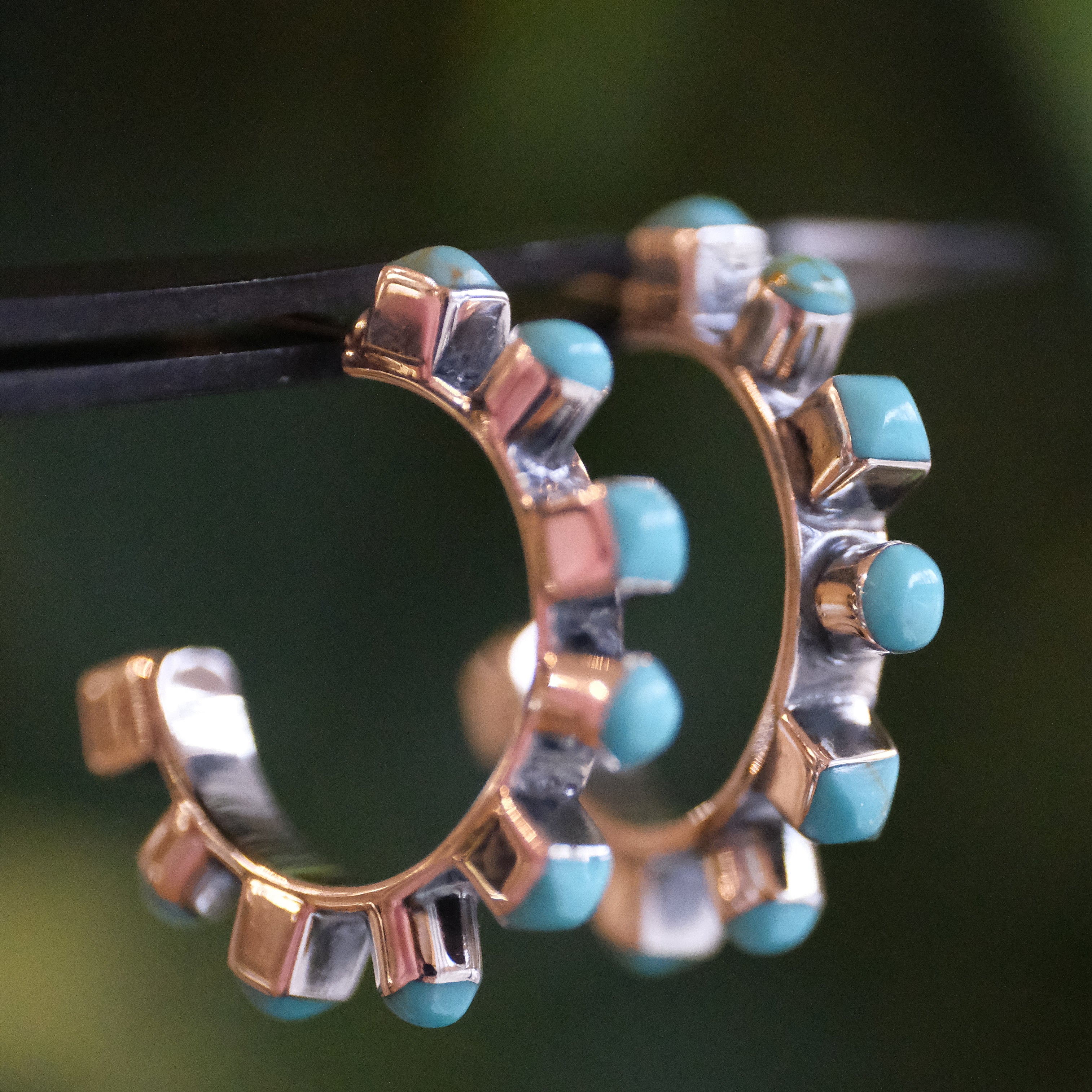 Turquoise + Sterling Fortuna Hoops
