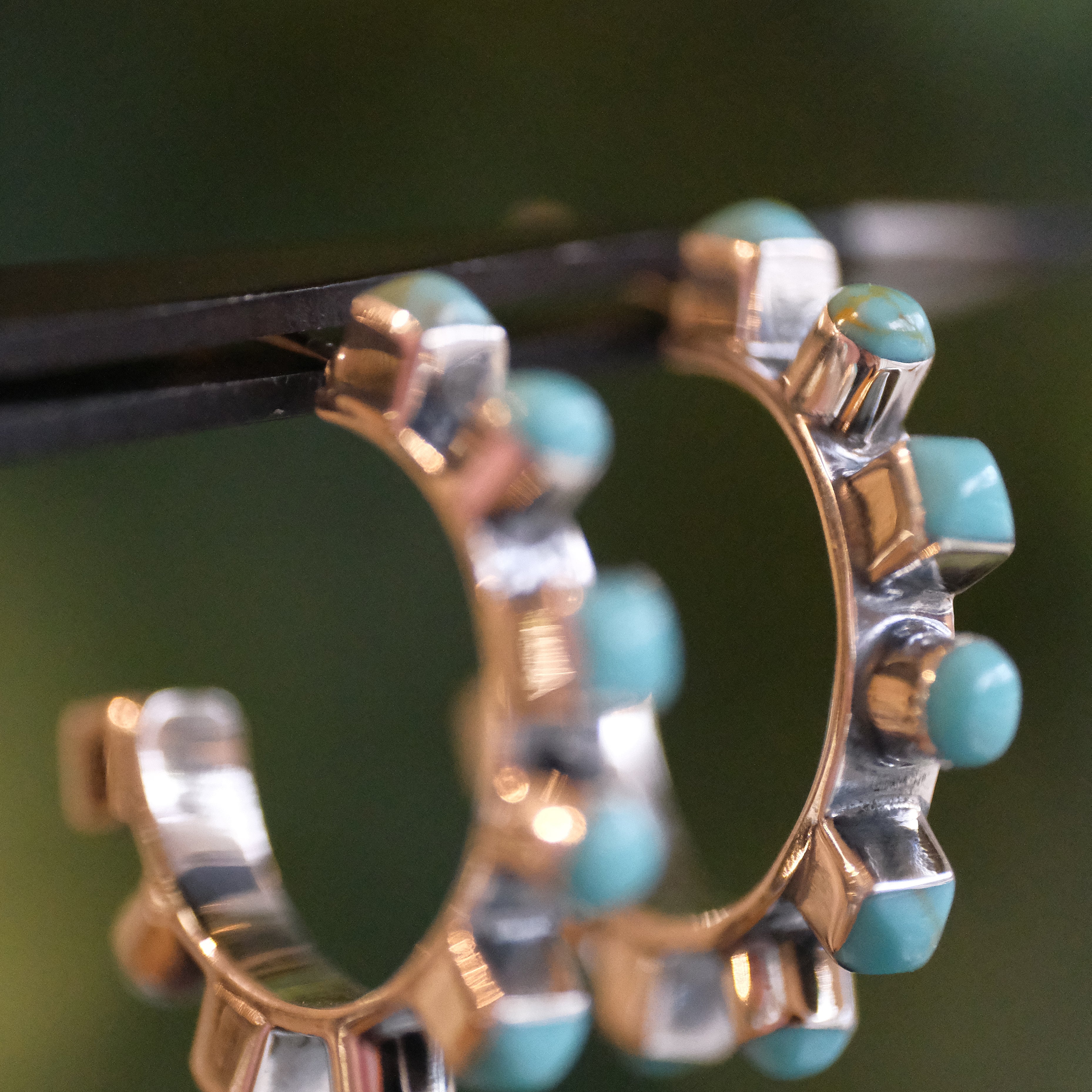 Turquoise + Sterling Fortuna Hoops