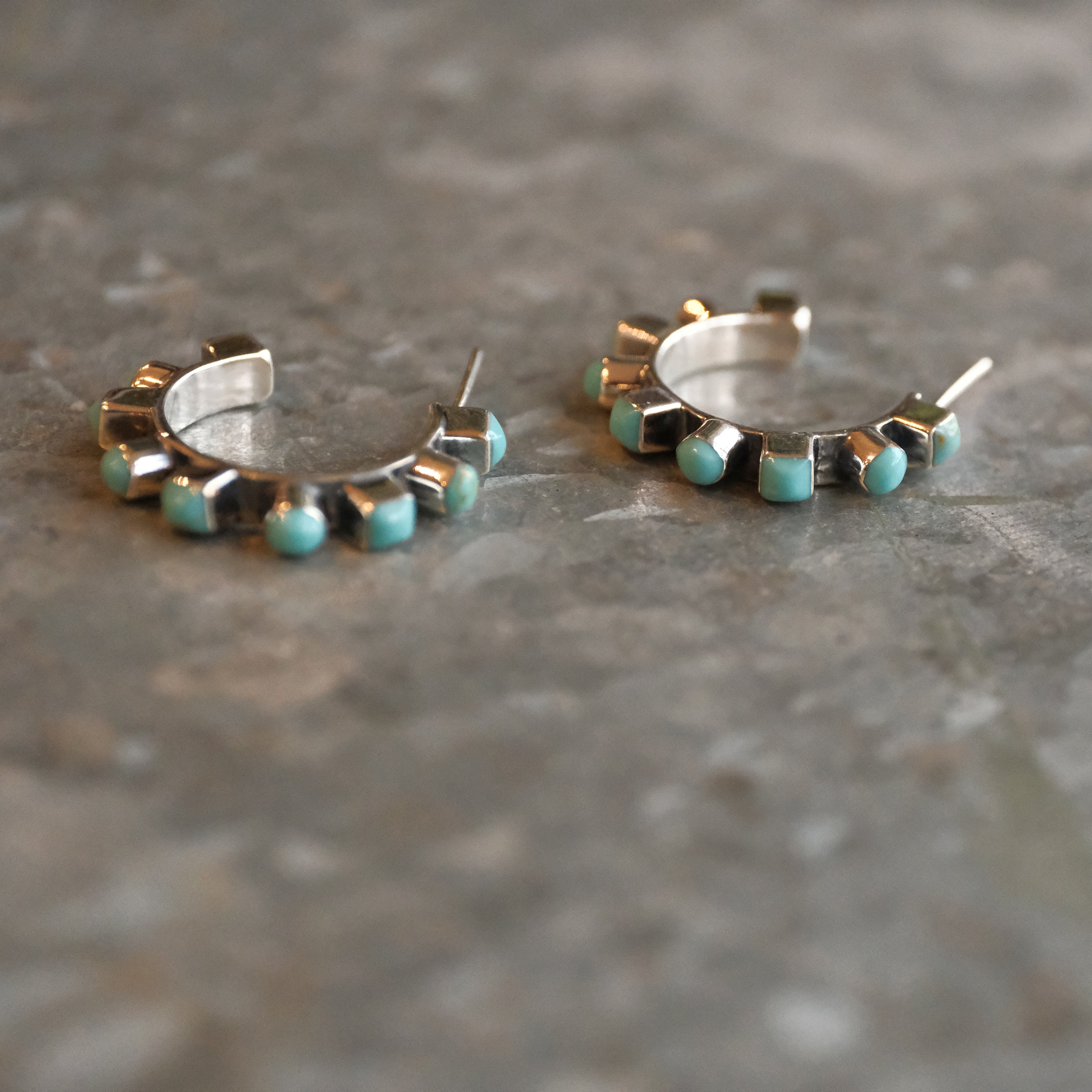 Turquoise + Sterling Fortuna Hoops