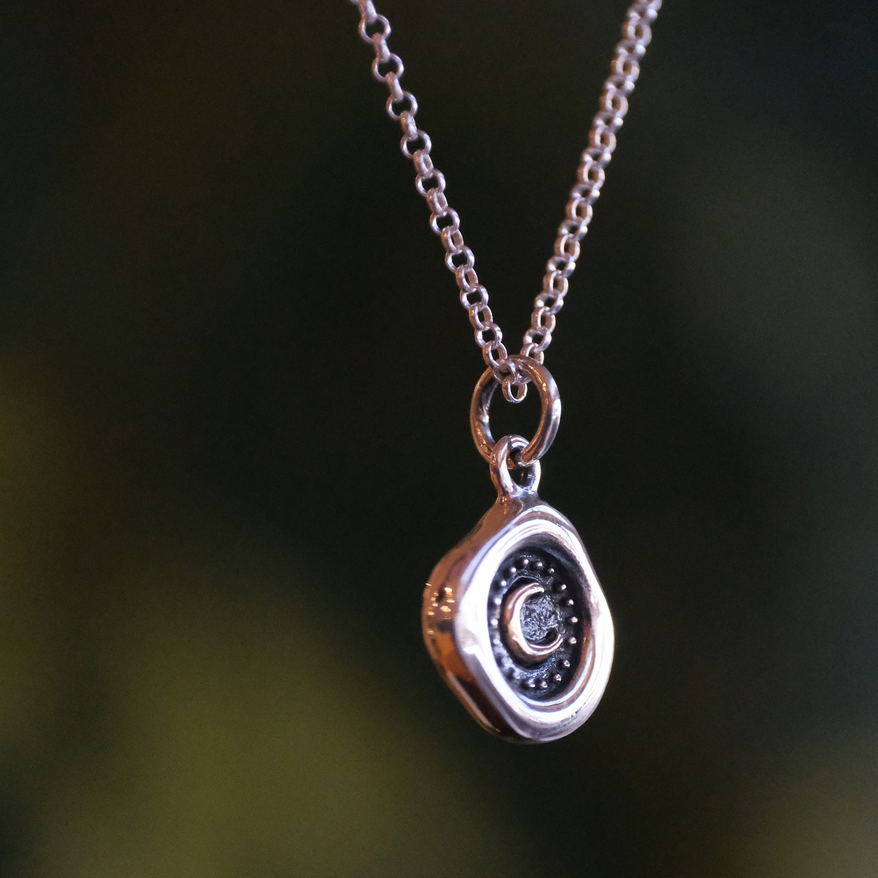 Sterling + Bronze Crescent Moon Necklace