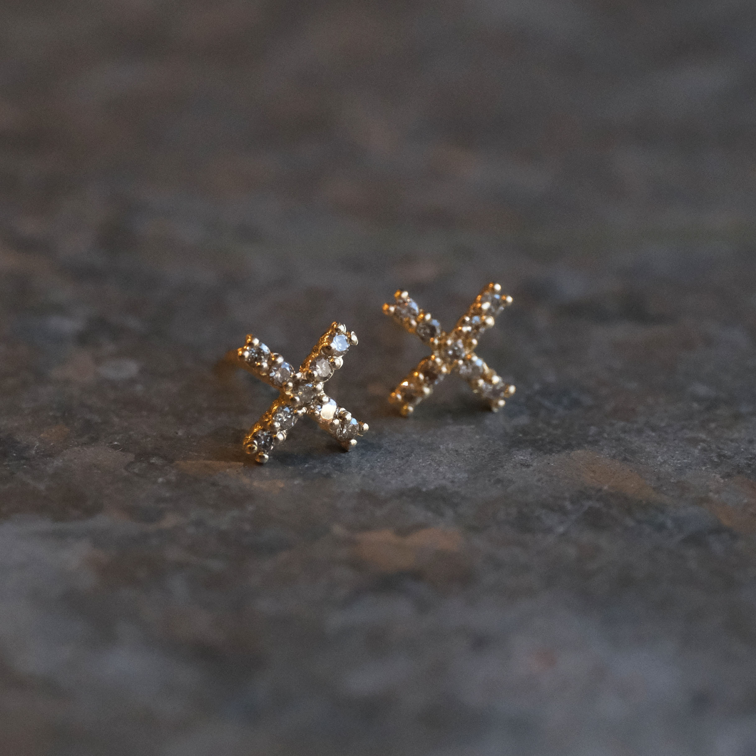 14k + Natural Diamond You Are Here Studs