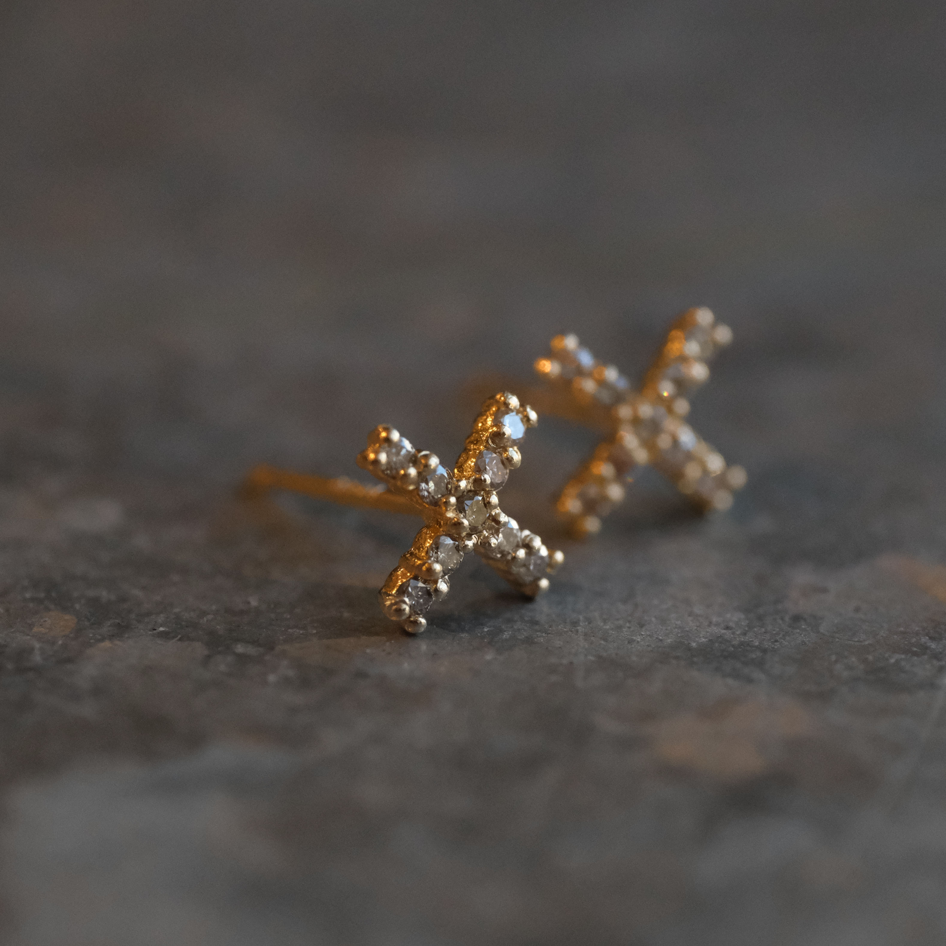 14k + Natural Diamond You Are Here Studs