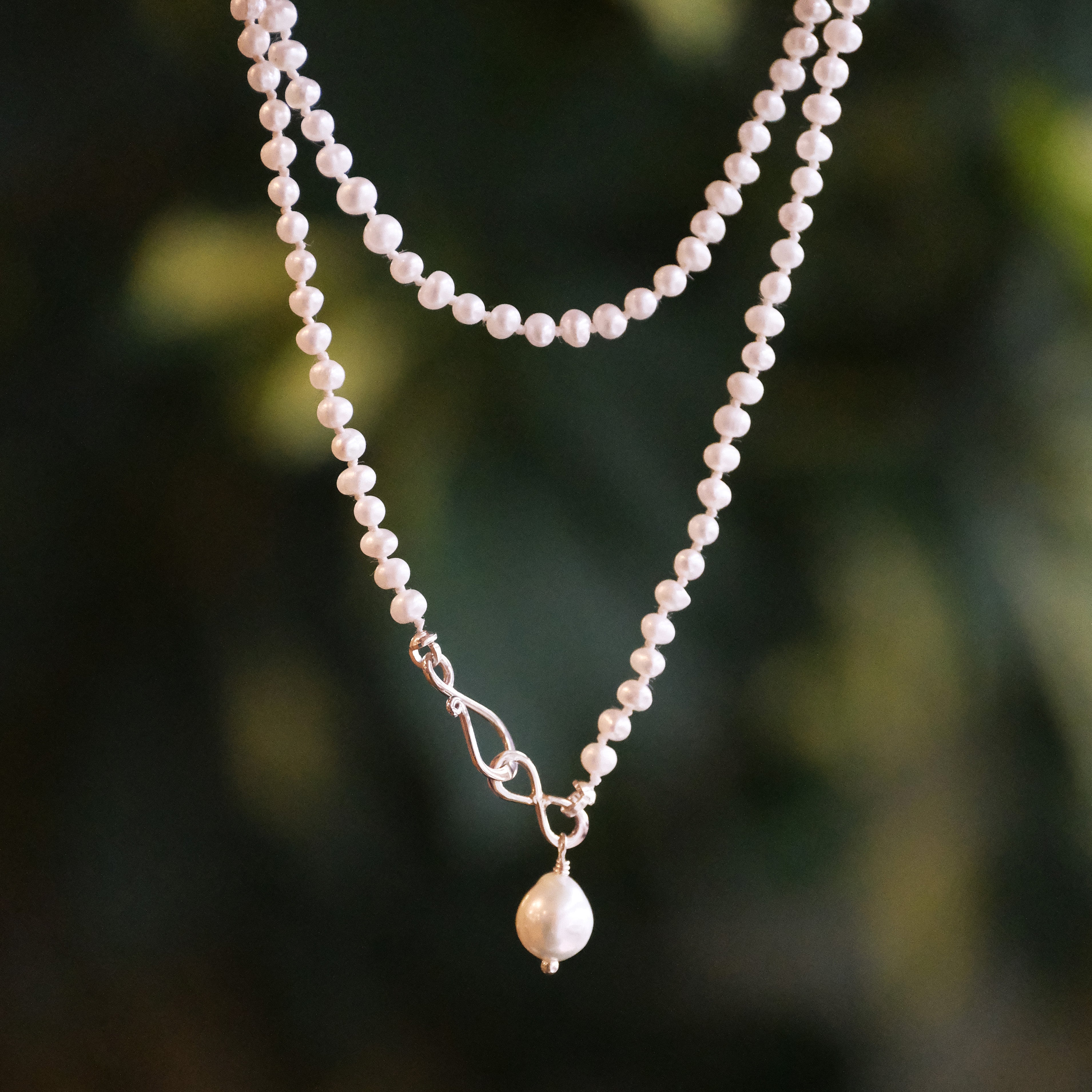 By Hand Knotted Pearl Necklace - One of a Kind