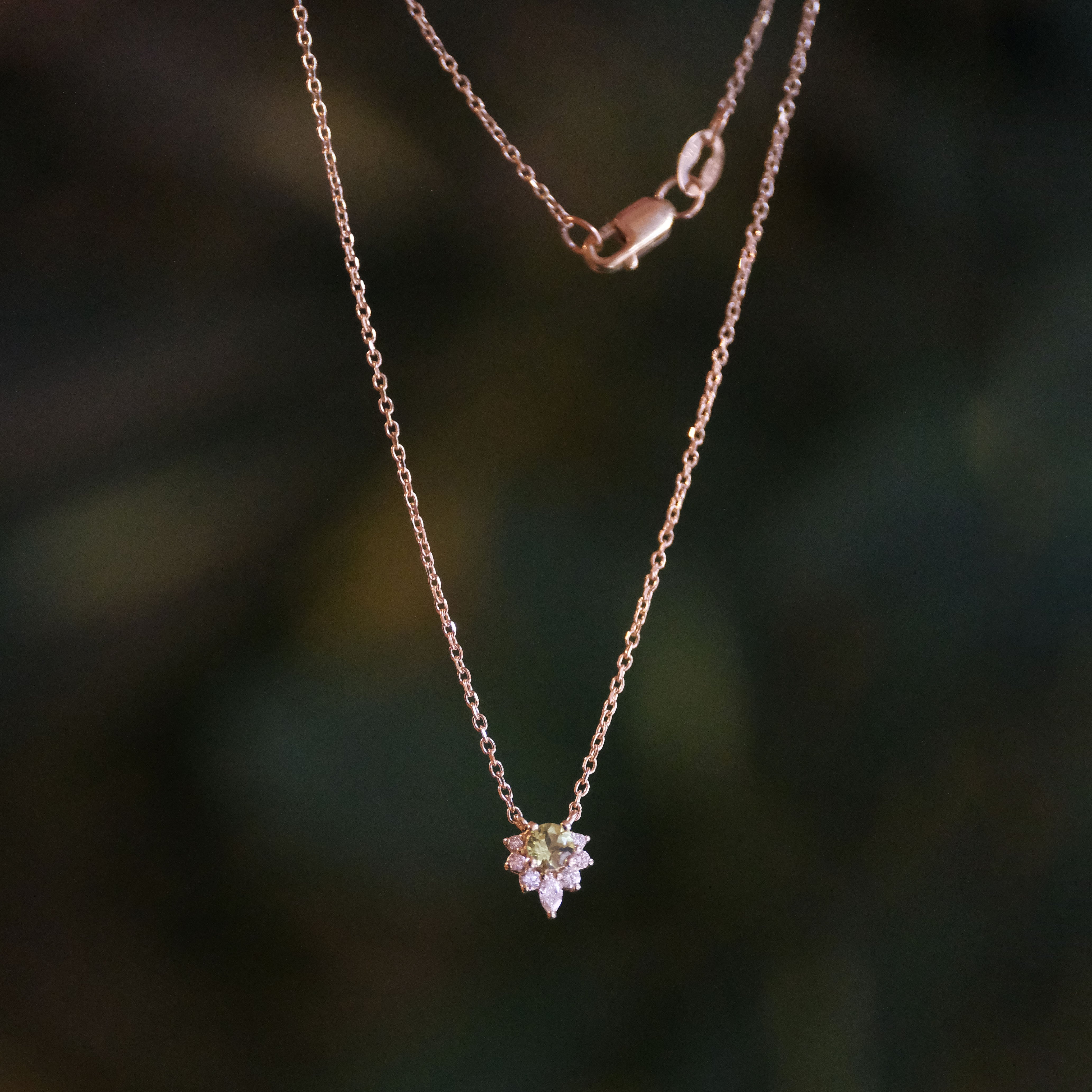 14k Peridot + Natural Diamond Rimini Necklace