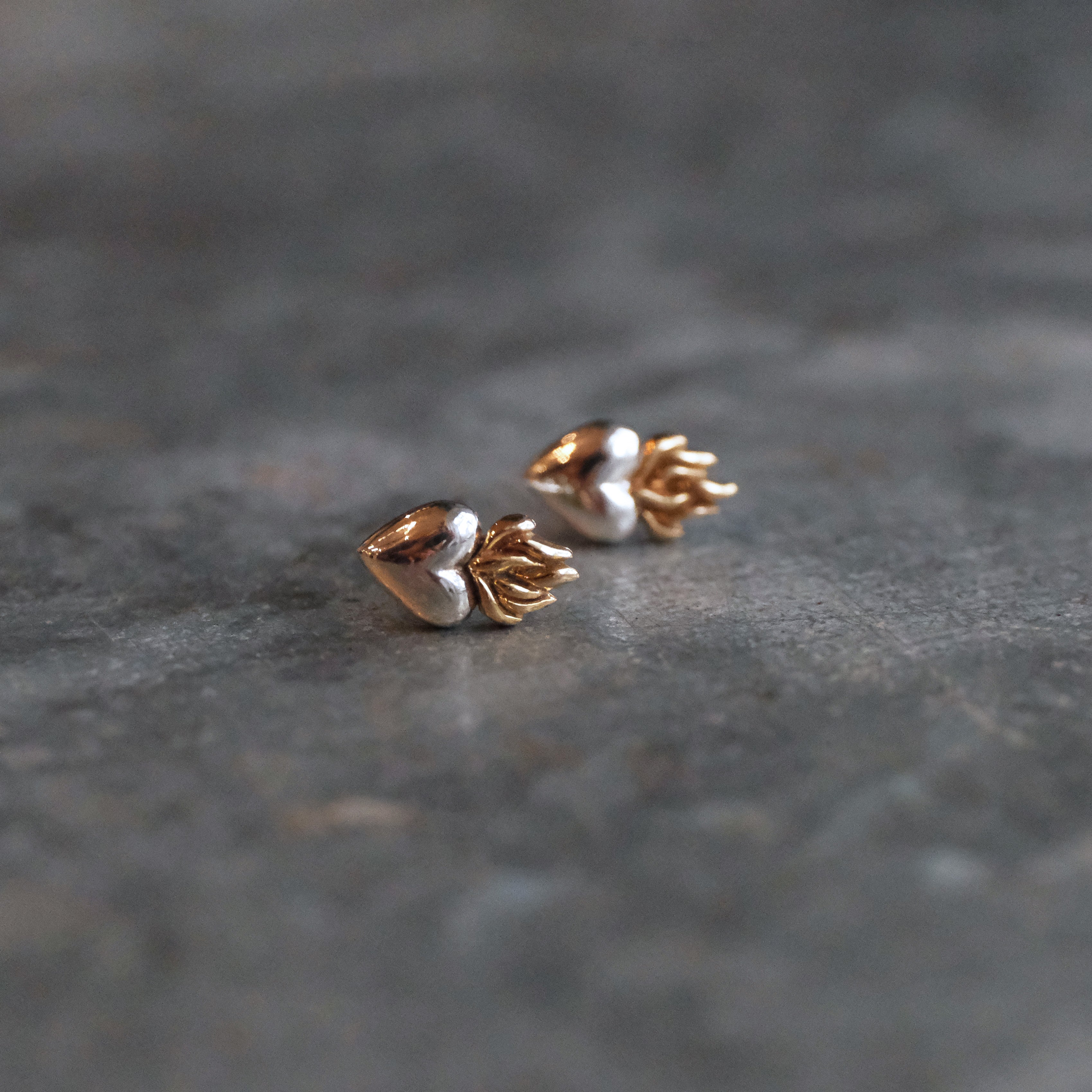 Sacro Cuore Sterling + Bronze Studs