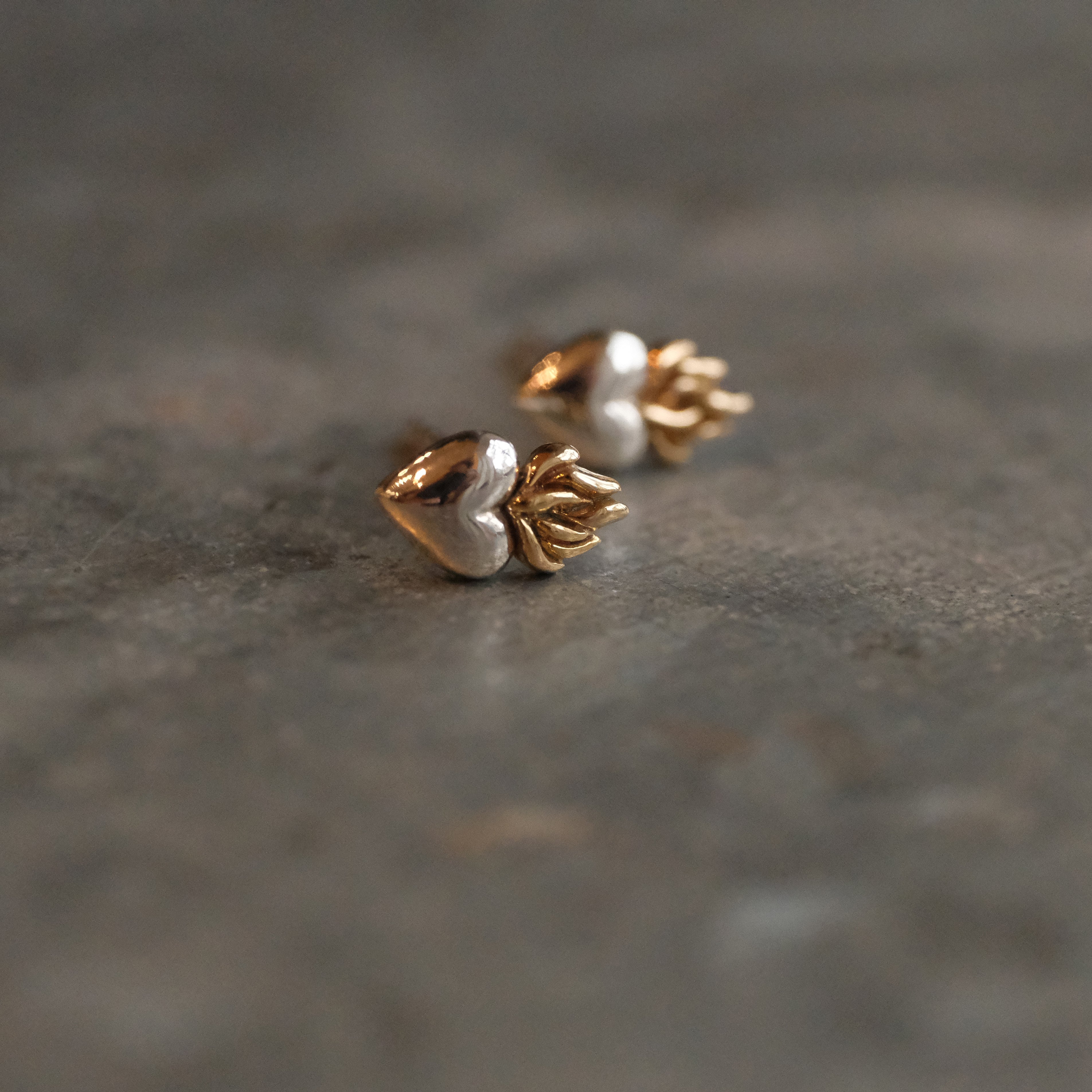 Sacro Cuore Sterling + Bronze Studs