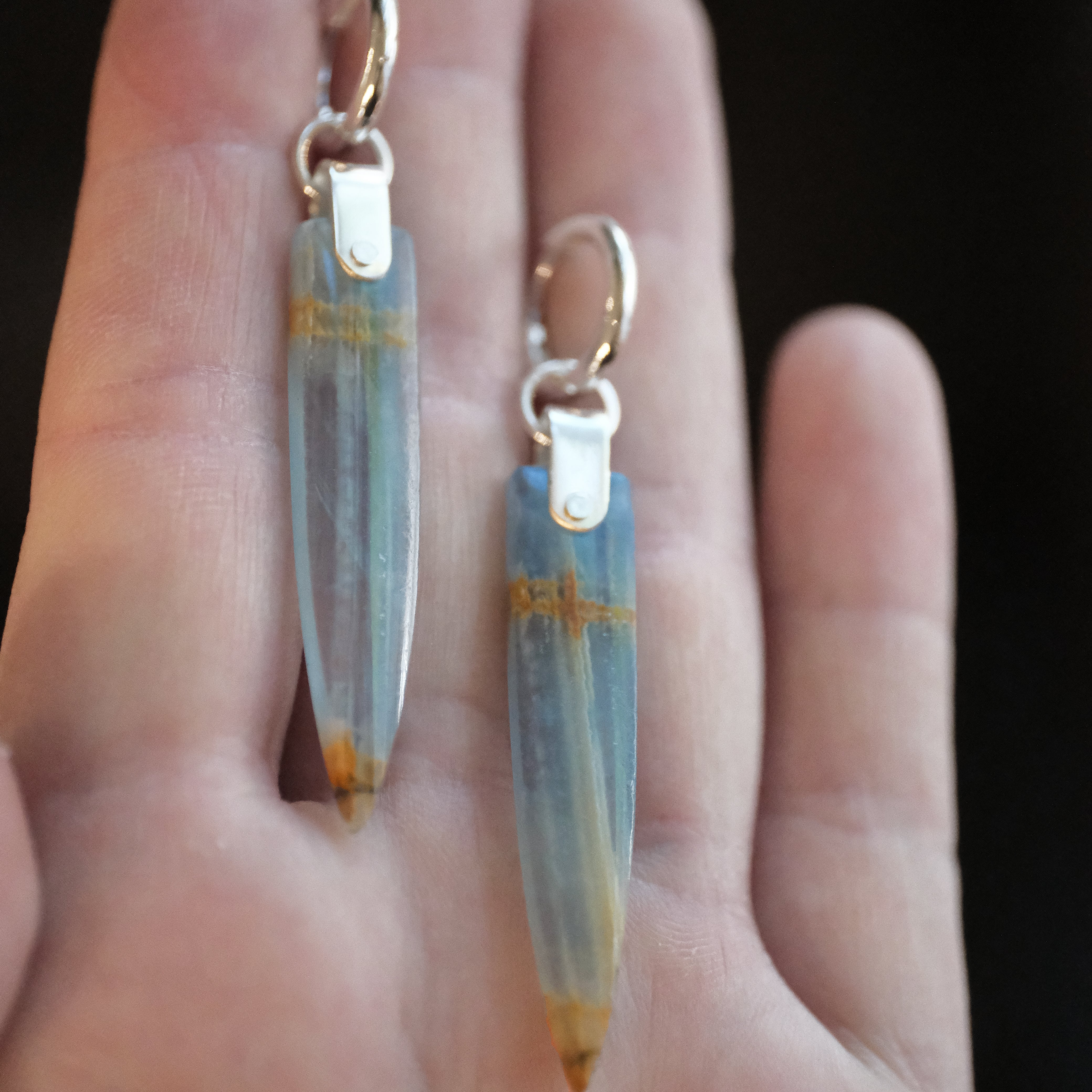 Blue Onyx Saddle Huggers - One of a Kind