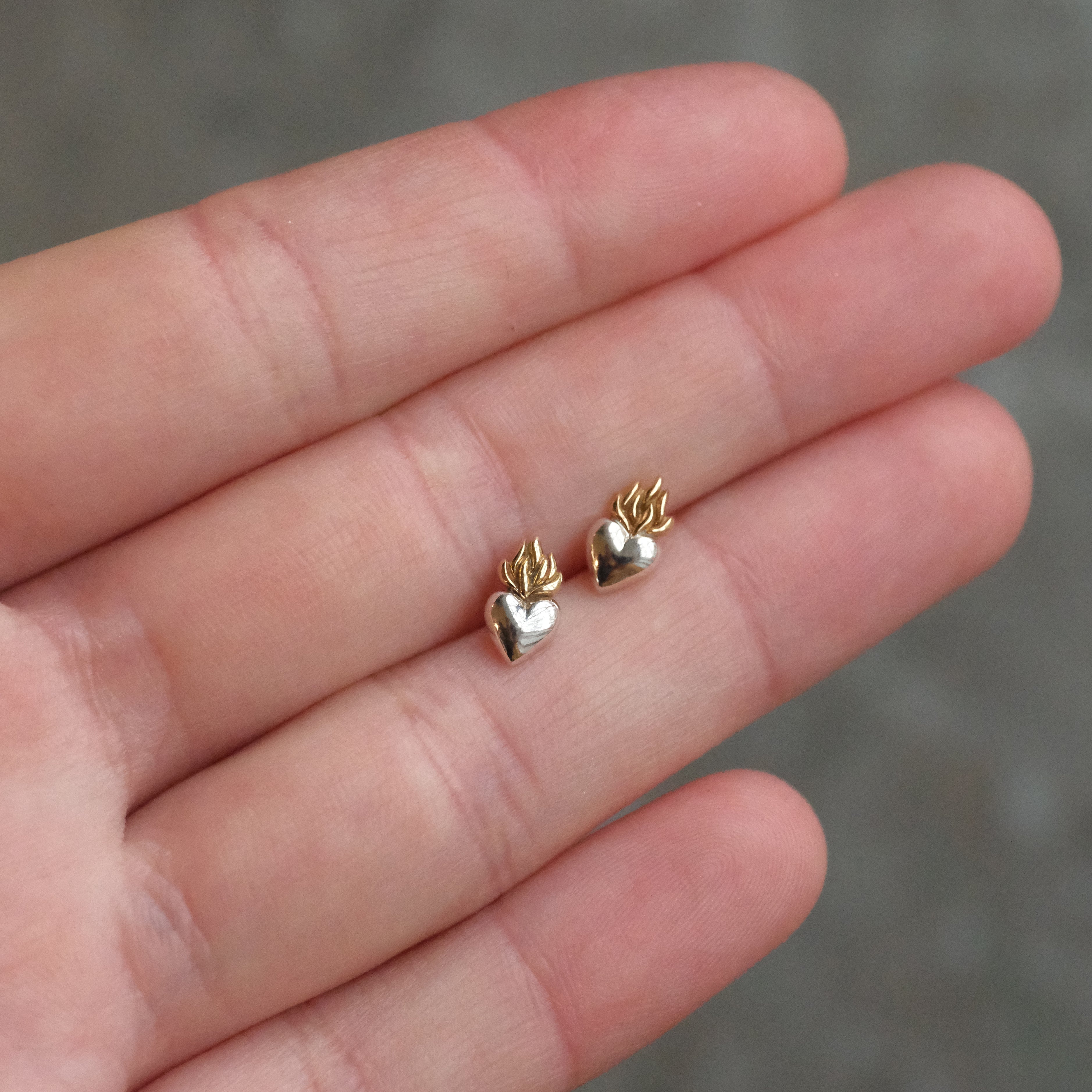 Sacro Cuore Sterling + Bronze Studs