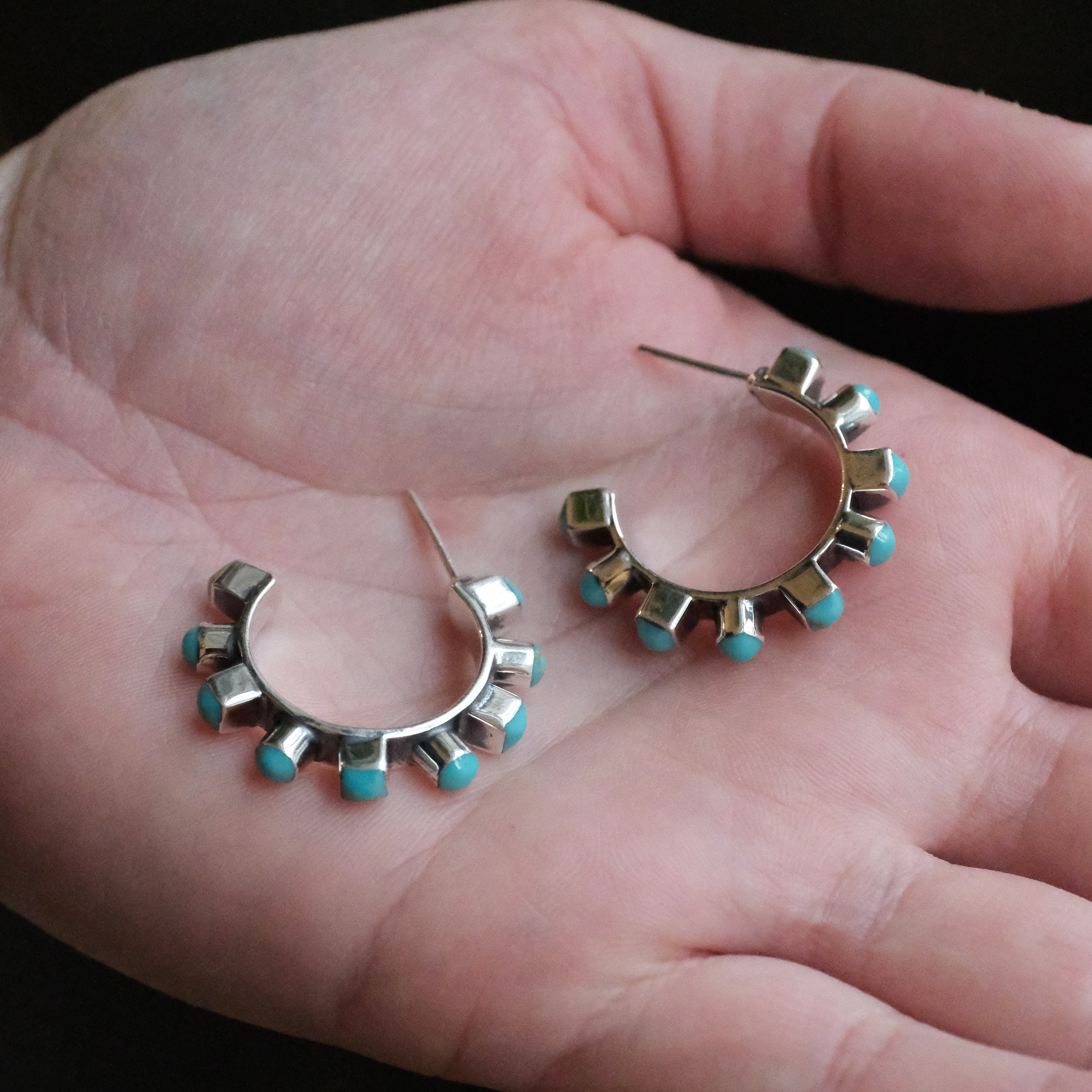 Turquoise + Sterling Fortuna Hoops