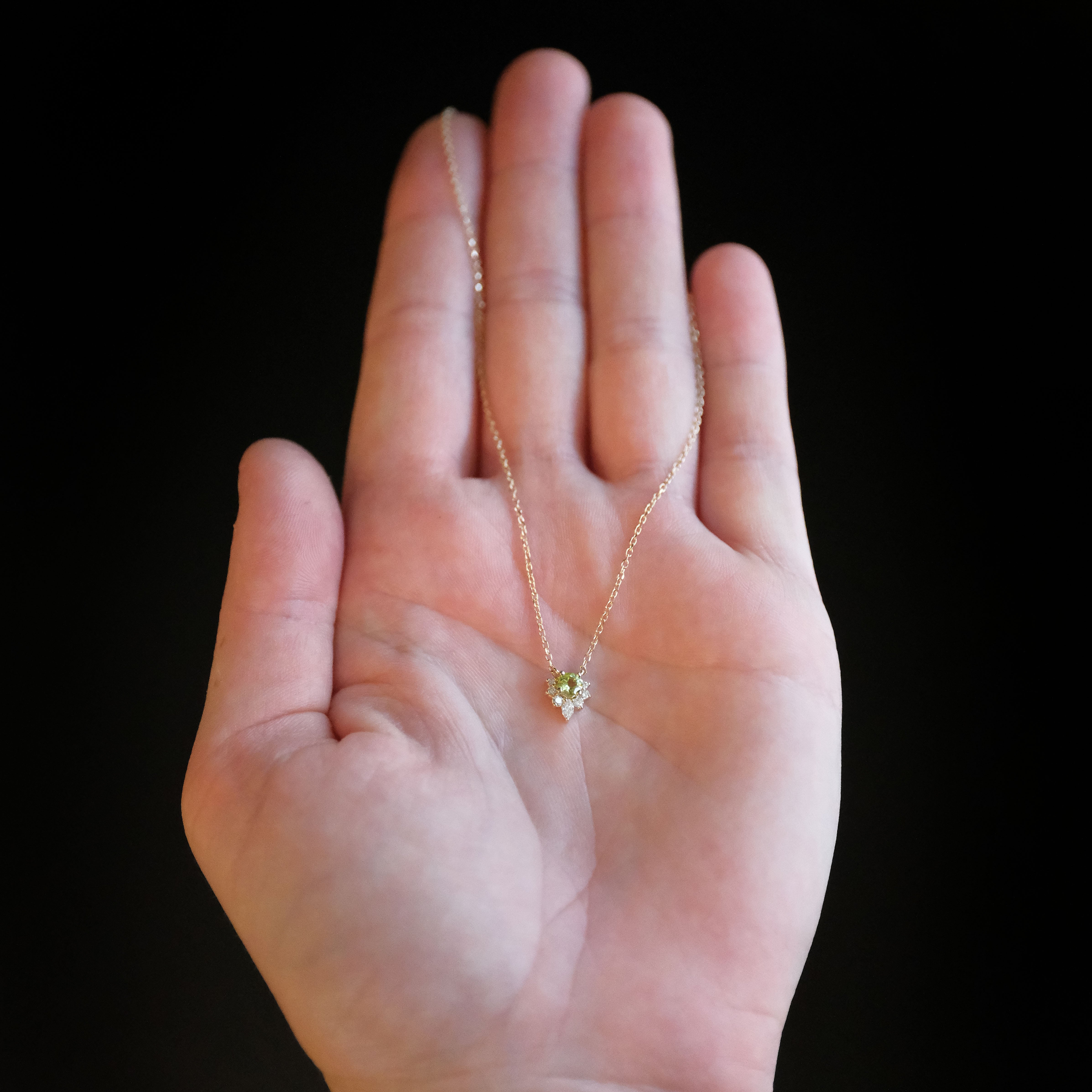 14k Peridot + Natural Diamond Rimini Necklace