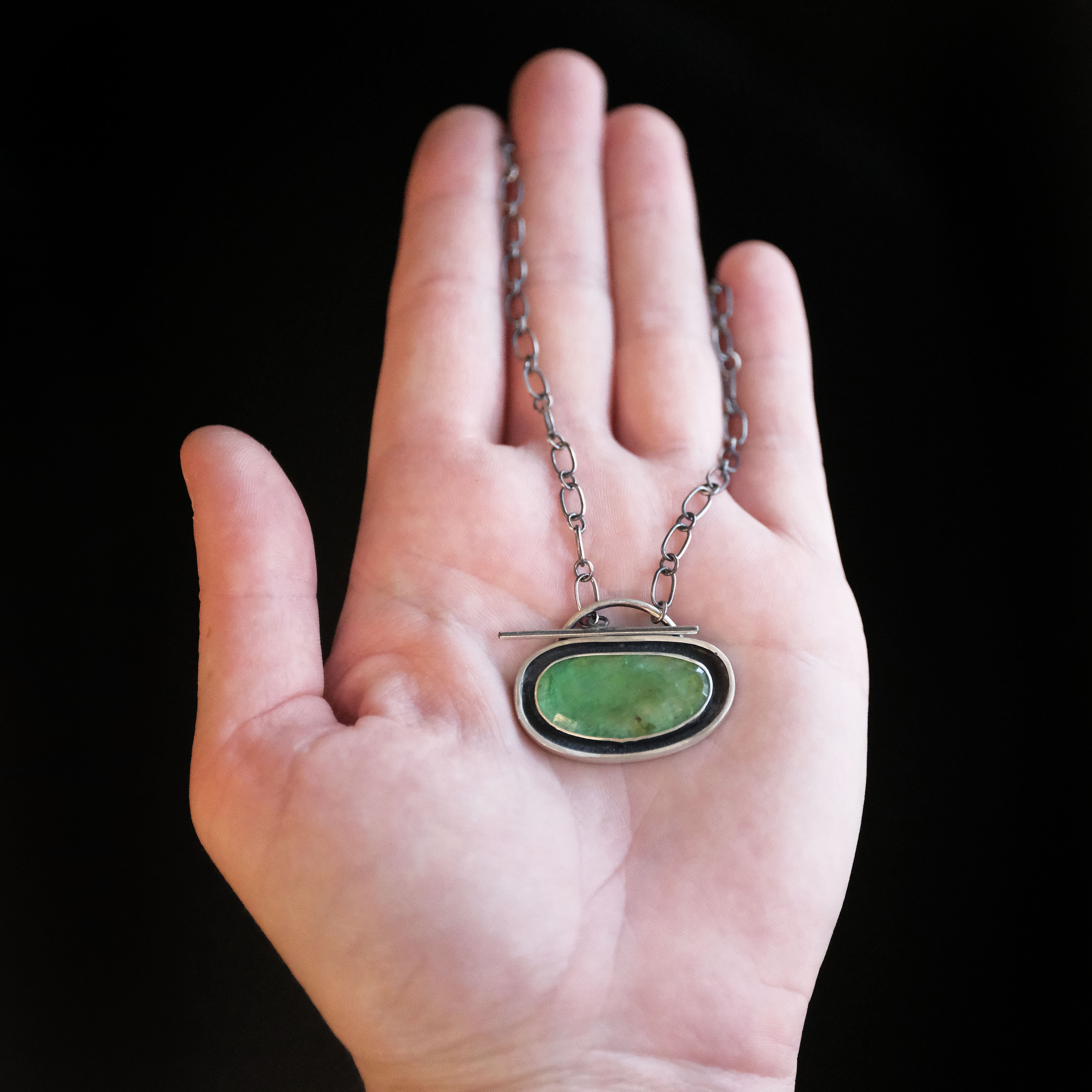 Brazilian Emerald + Sterling Toggle Necklace - One of a Kind