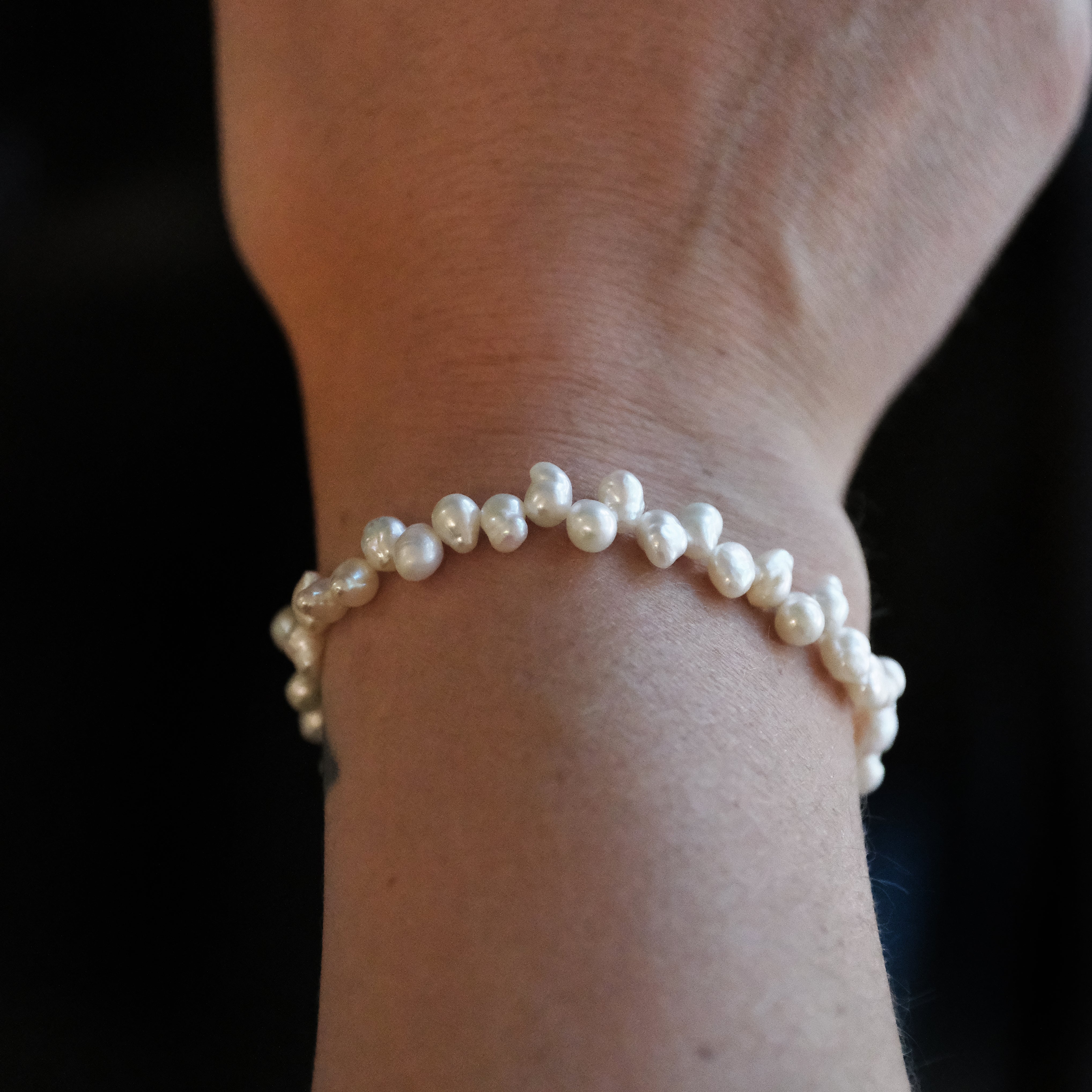 Freshwater Pearl + Sterling Caviar Bracelet