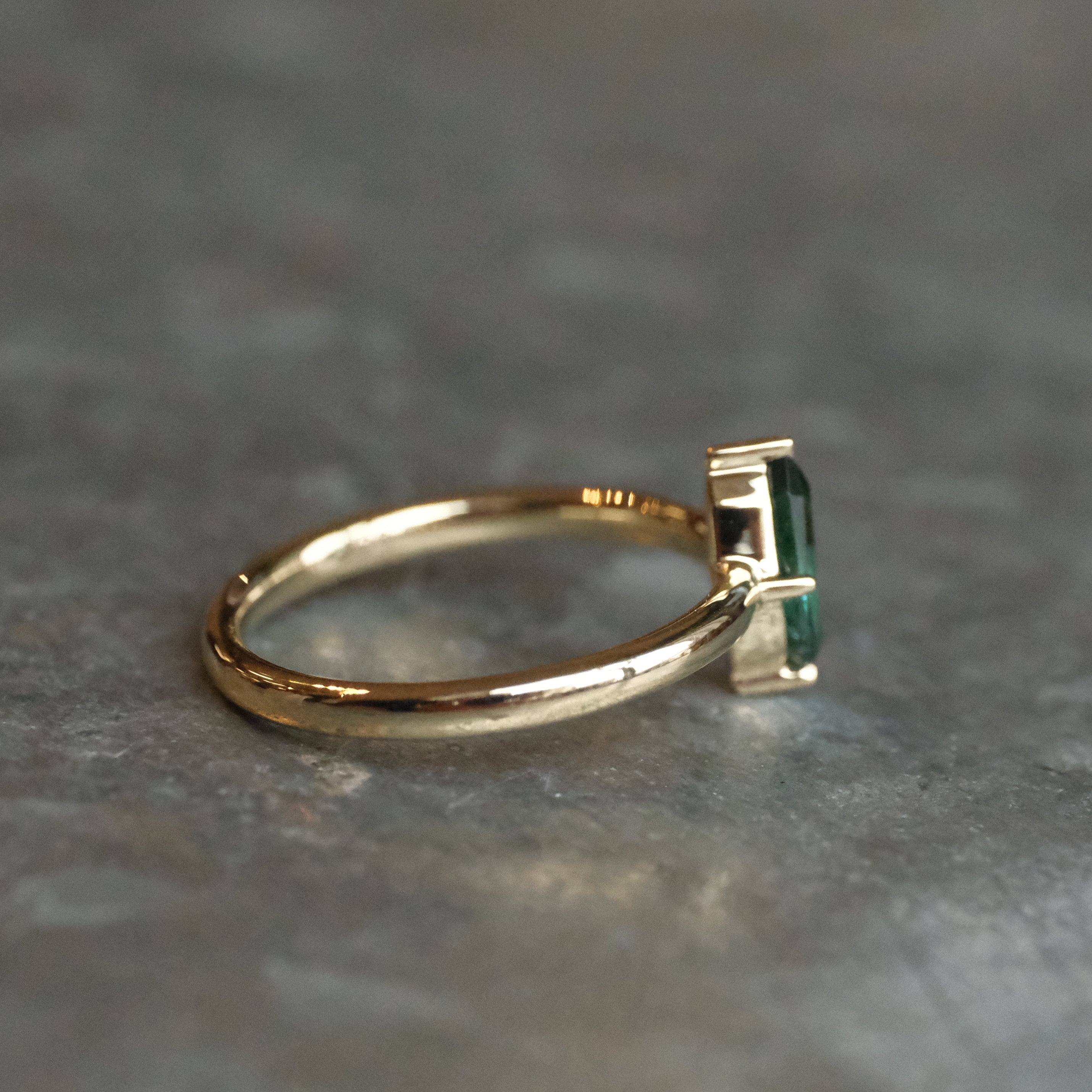 14k + Green Tourmaline Tableau Ring - One of a Kind