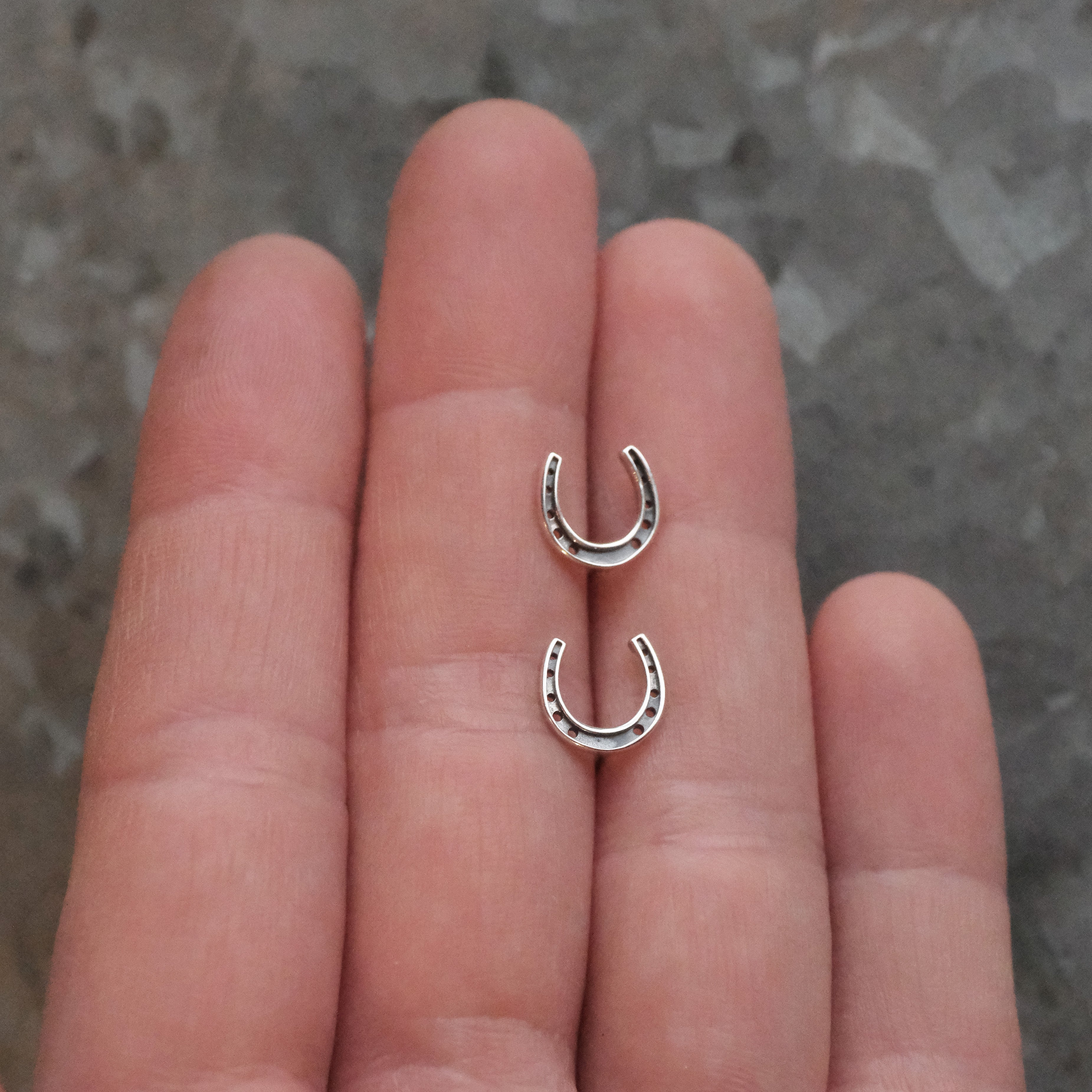 Sterling Lucky Horseshoe Studs