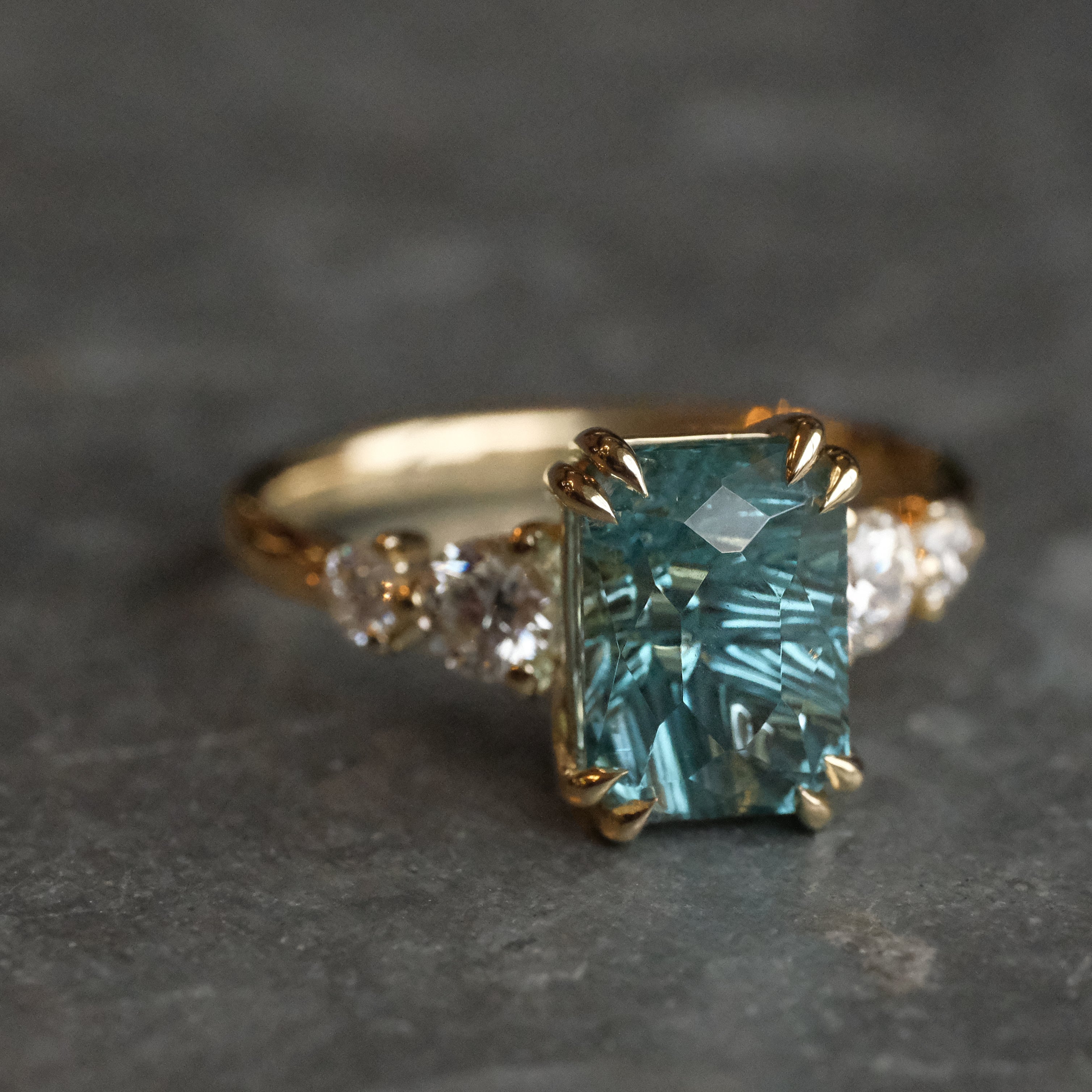 14k Blue Tourmaline + Natural Diamond Starstruck Ring - One of a Kind