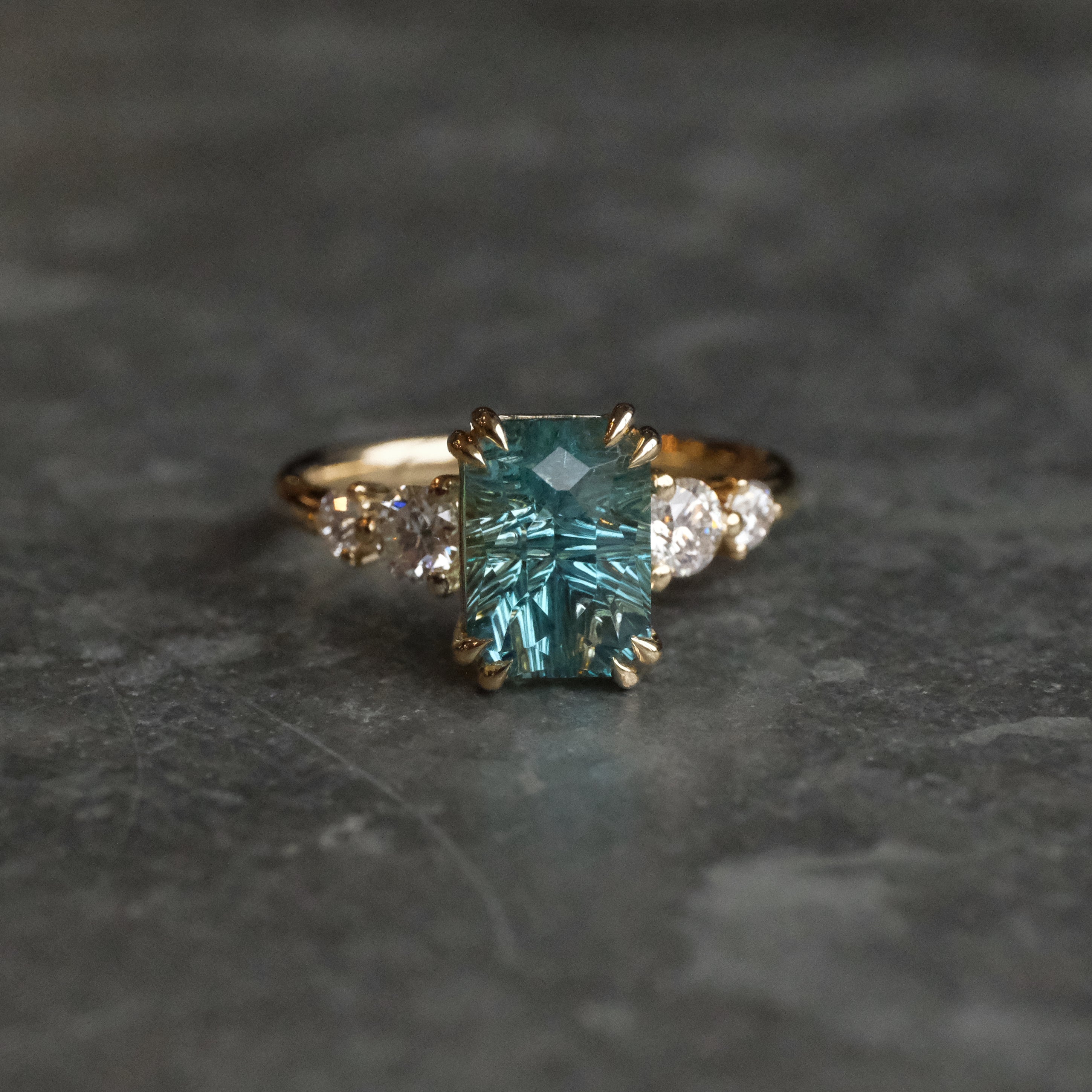 14k Blue Tourmaline + Natural Diamond Starstruck Ring - One of a Kind