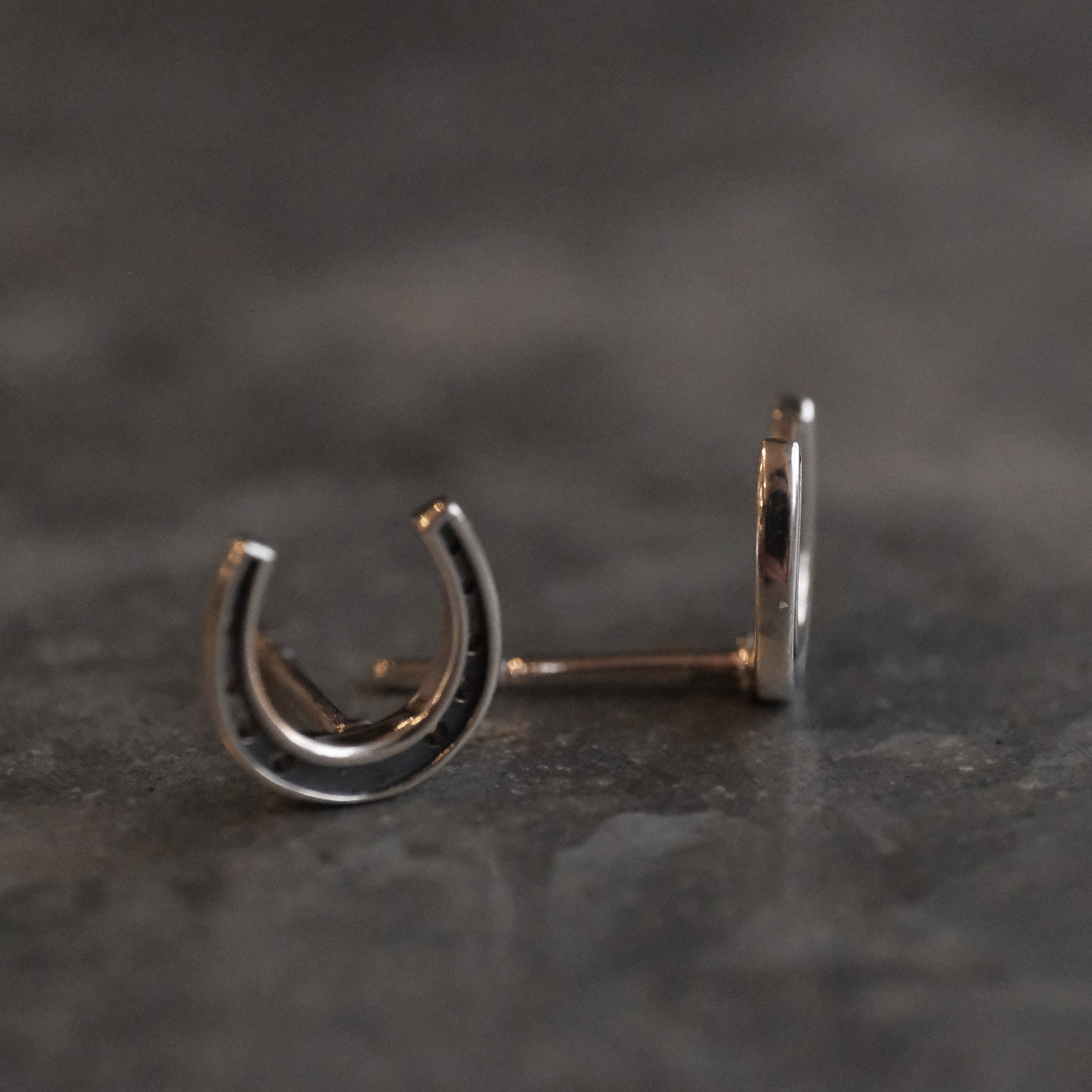 Sterling Lucky Horseshoe Studs