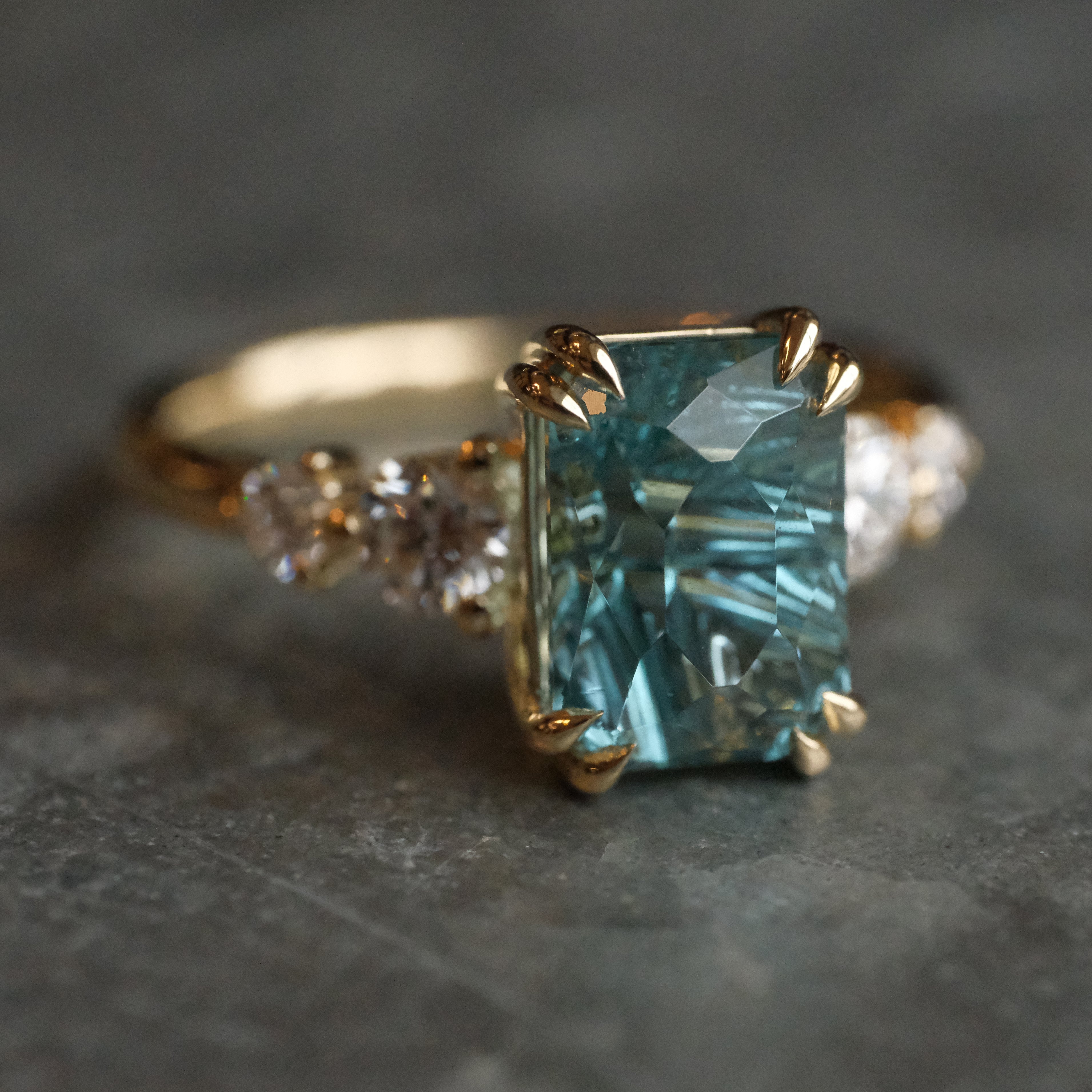 14k Blue Tourmaline + Natural Diamond Starstruck Ring - One of a Kind