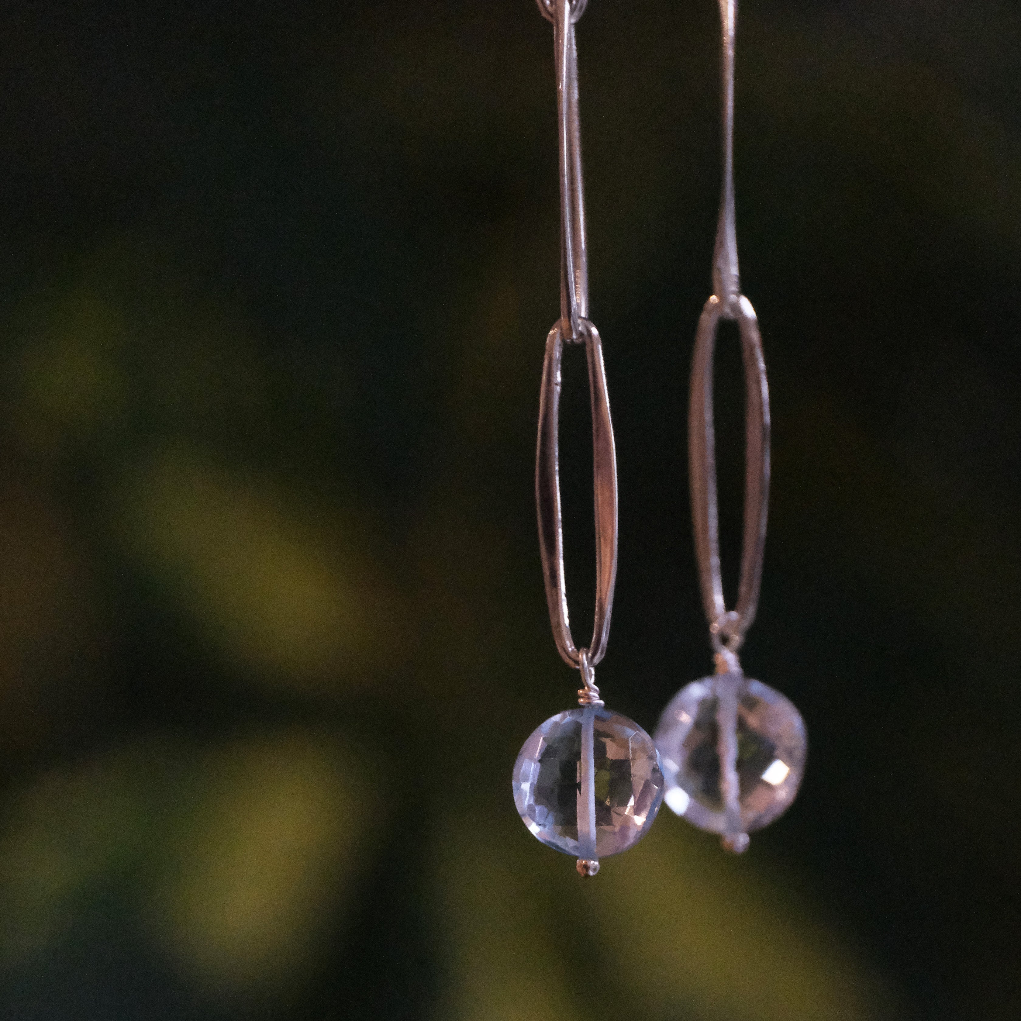 Rain Chain Sterling + Topaz Earrings