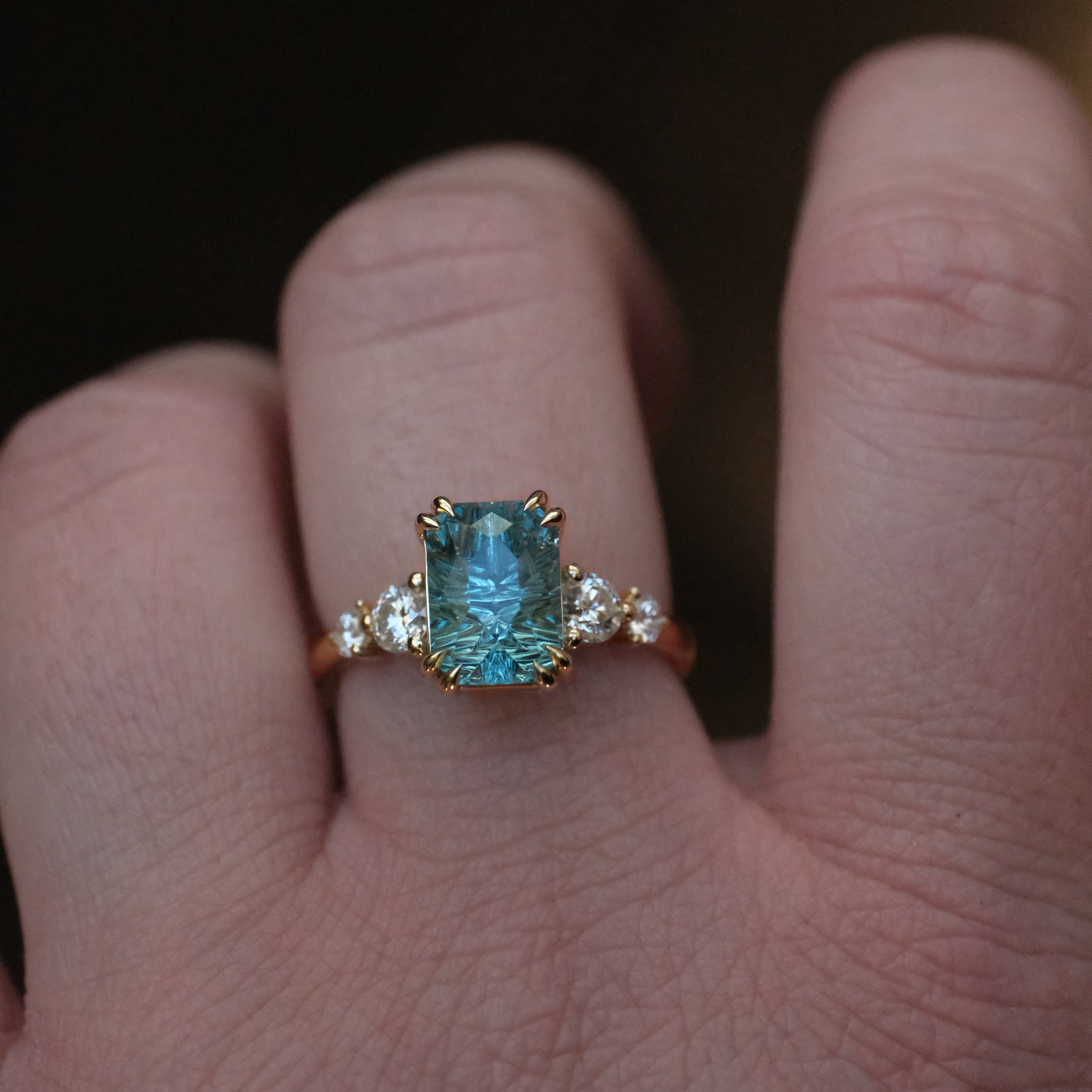 14k Blue Tourmaline + Natural Diamond Starstruck Ring - One of a Kind