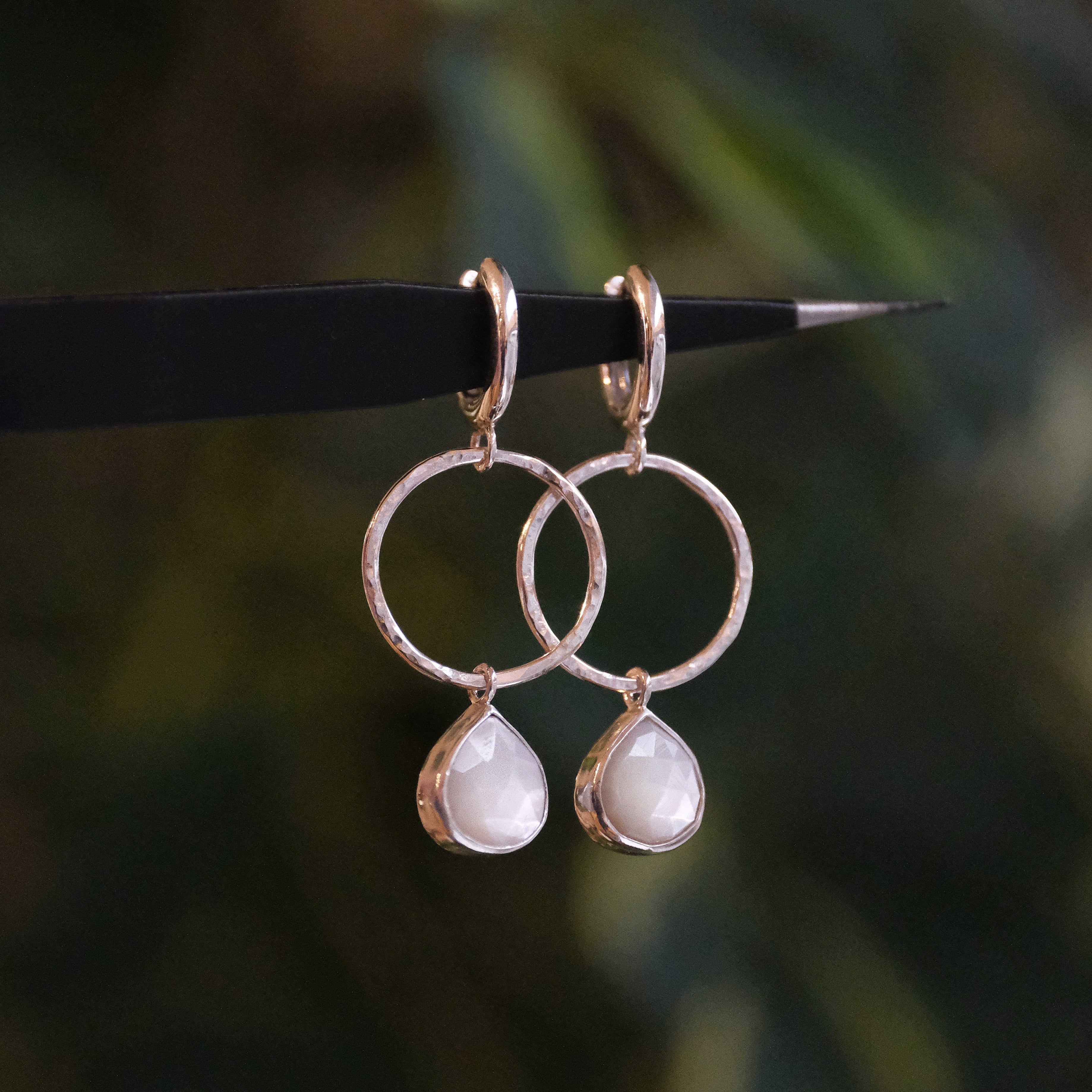 Mother of Pearl Hammered Hoops