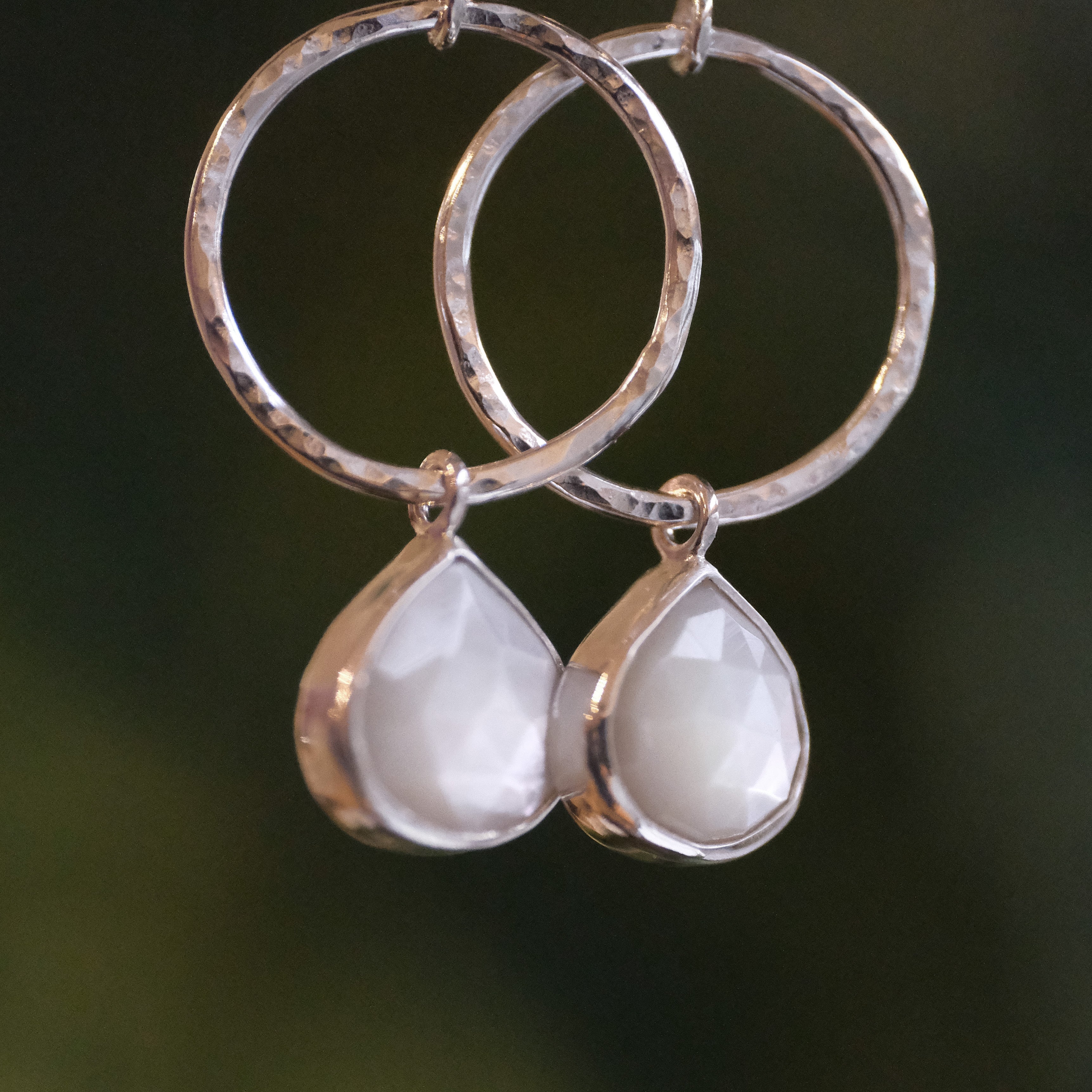 Mother of Pearl Hammered Hoops