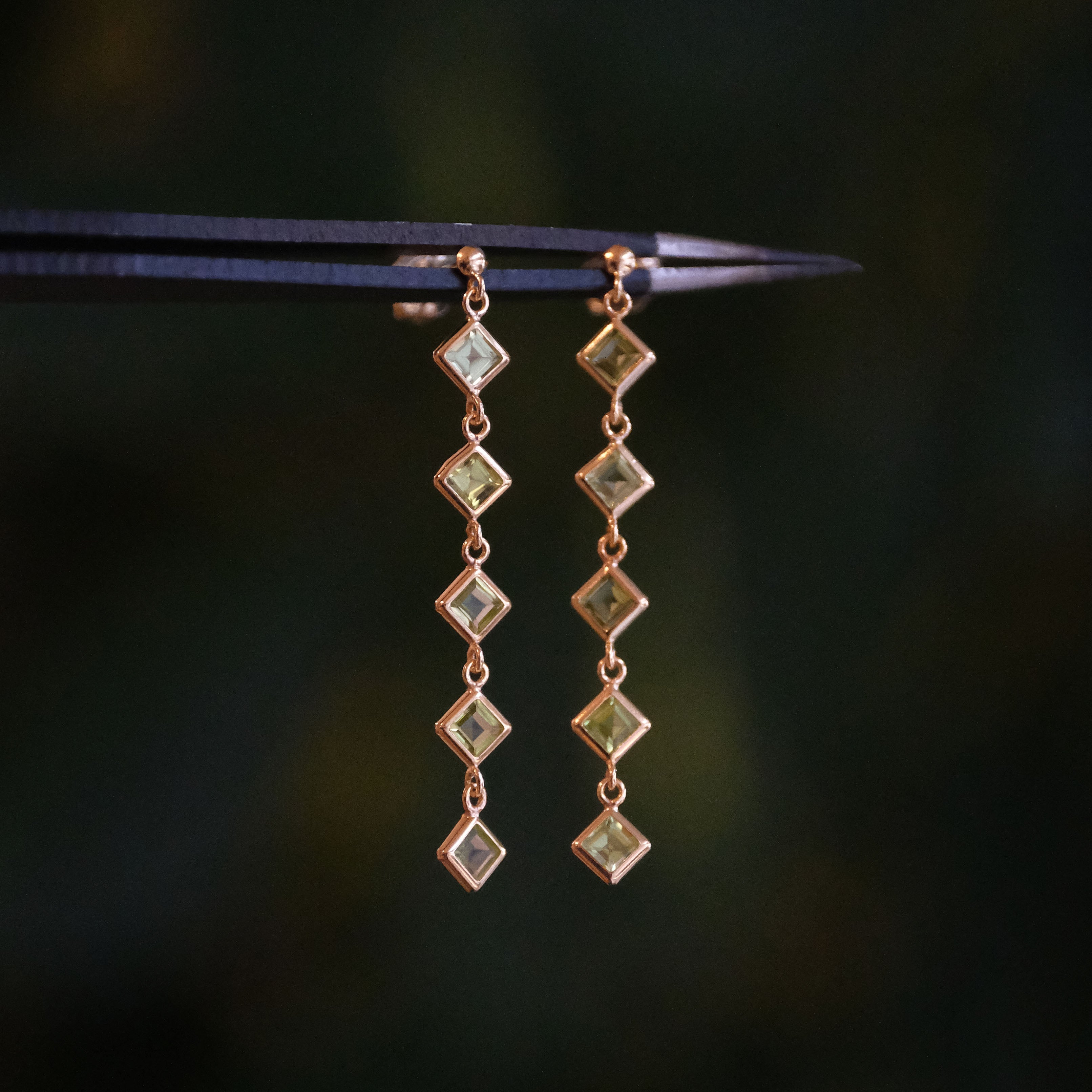 14k + Peridot Bard Earrings - One of a Kind