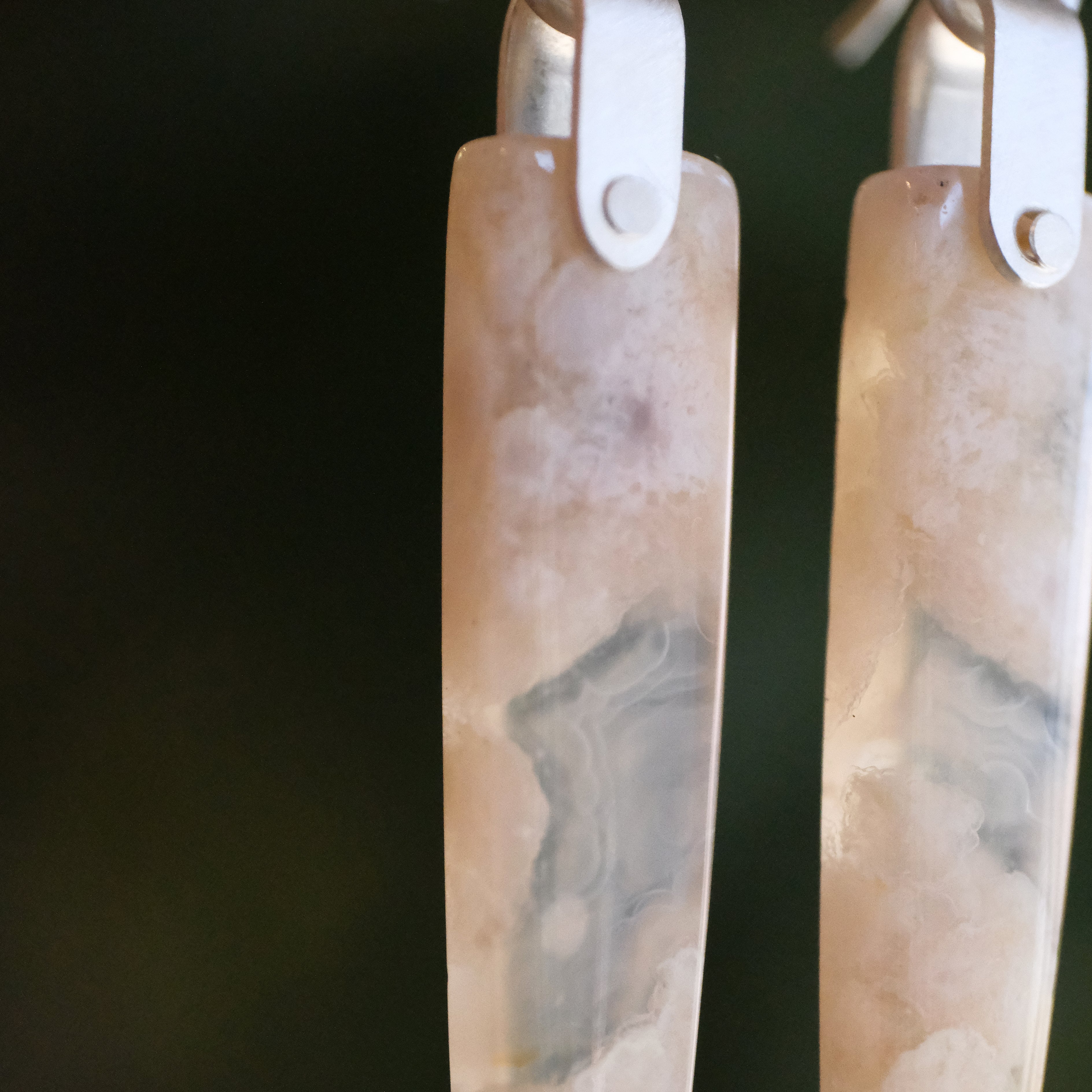 Cherry Blossom Agate Saddle Earrings - One of a Kind