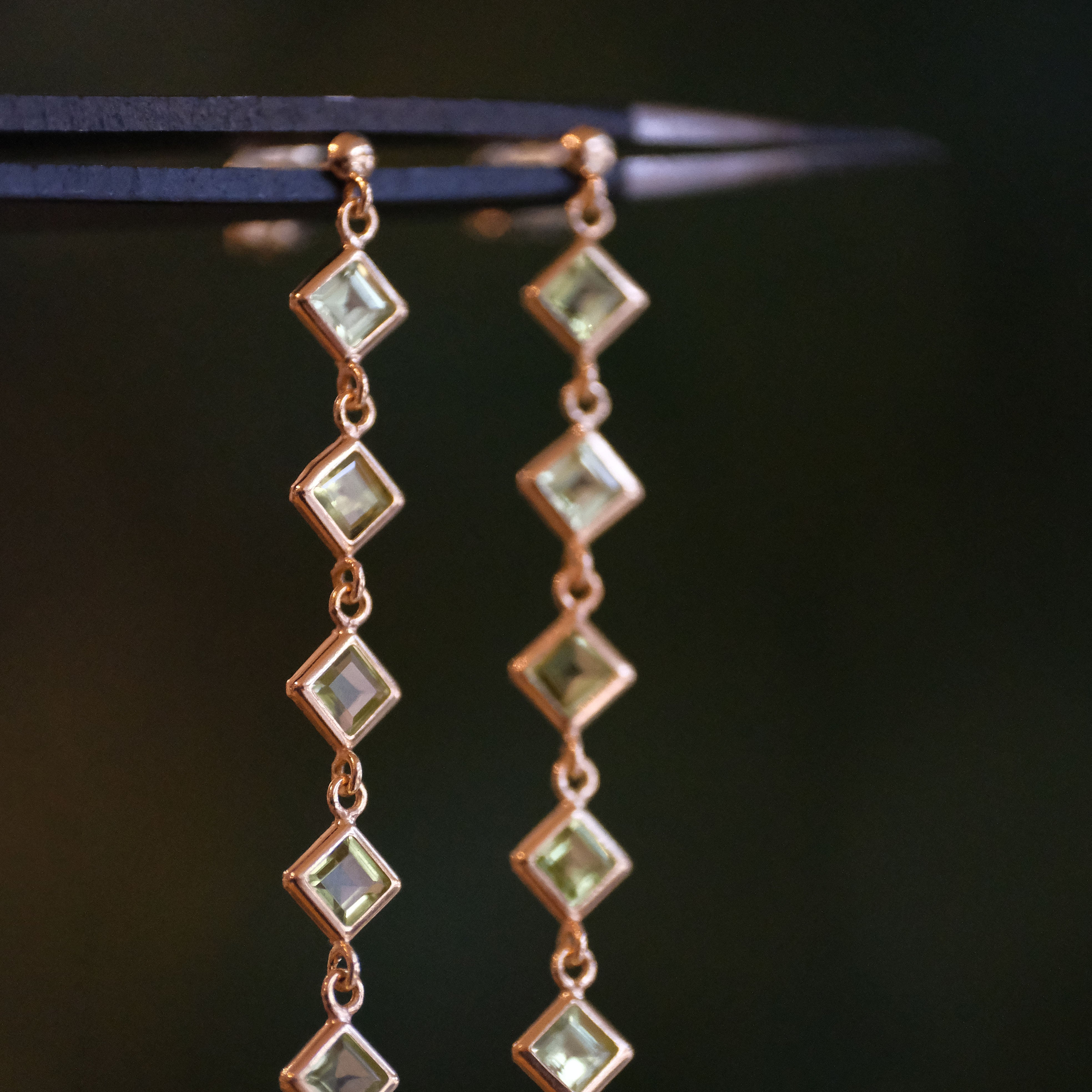 14k + Peridot Bard Earrings - One of a Kind