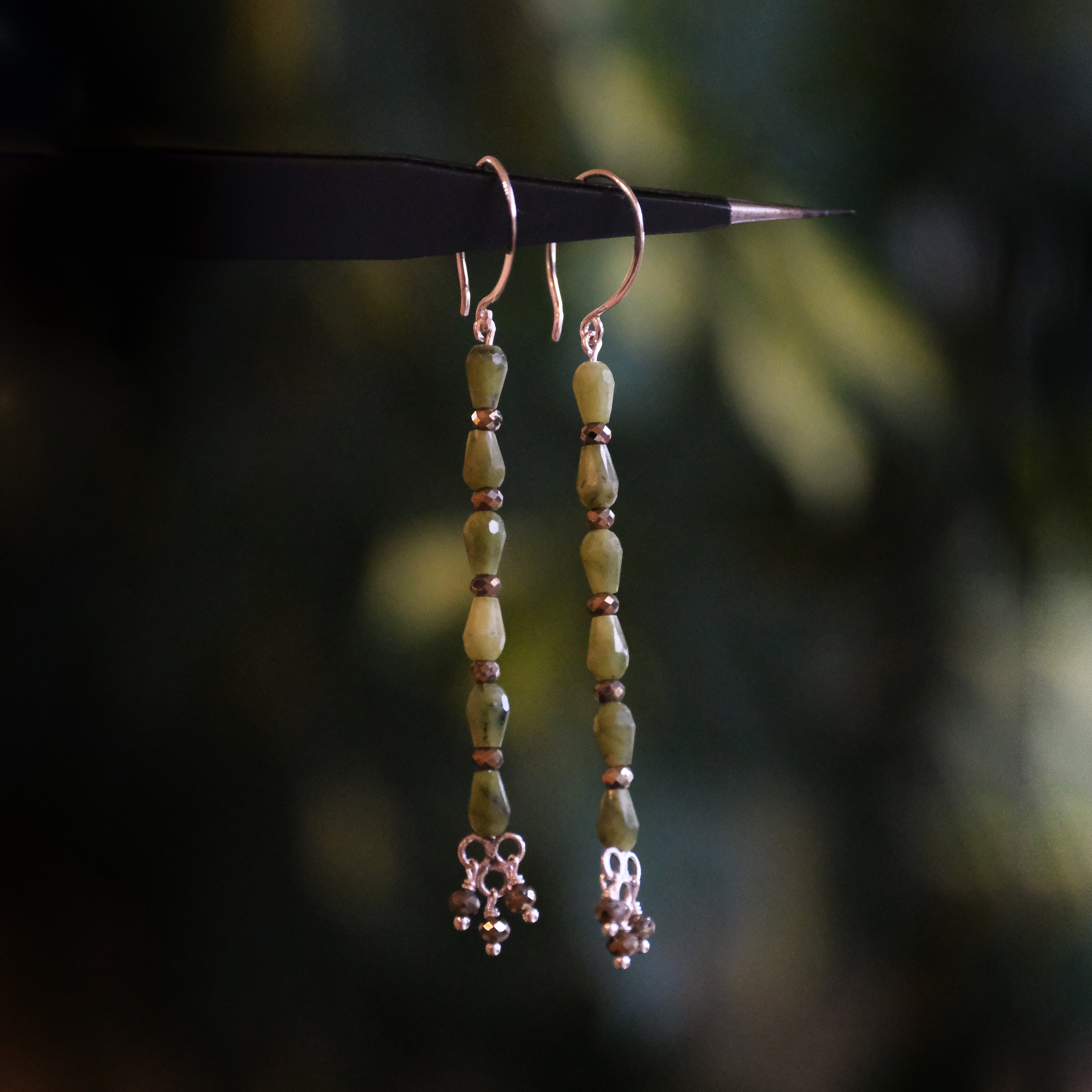 A Punta Jade + Pyrite Earrings