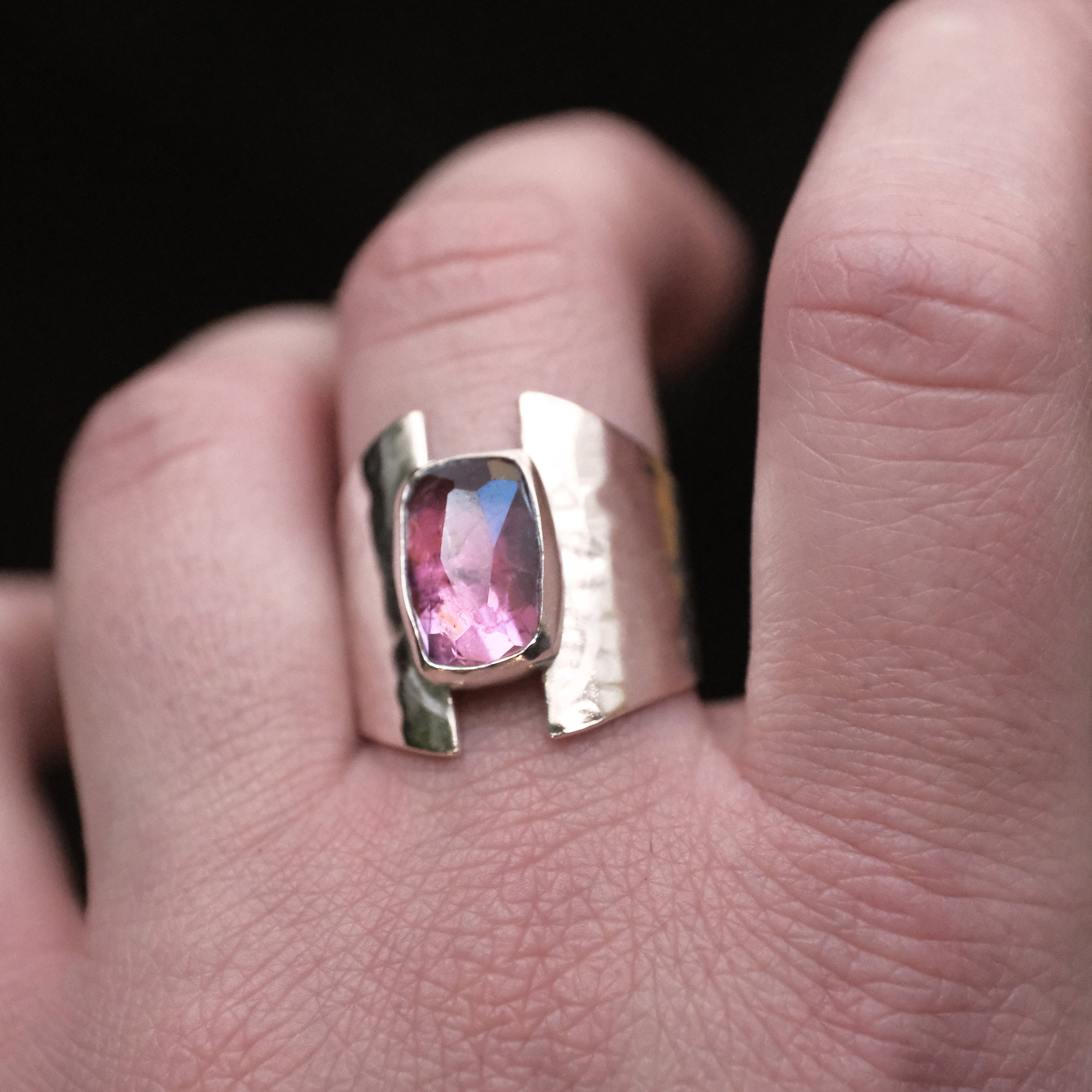 Pink Tourmaline Shield Ring (Size 7) - One of a Kind