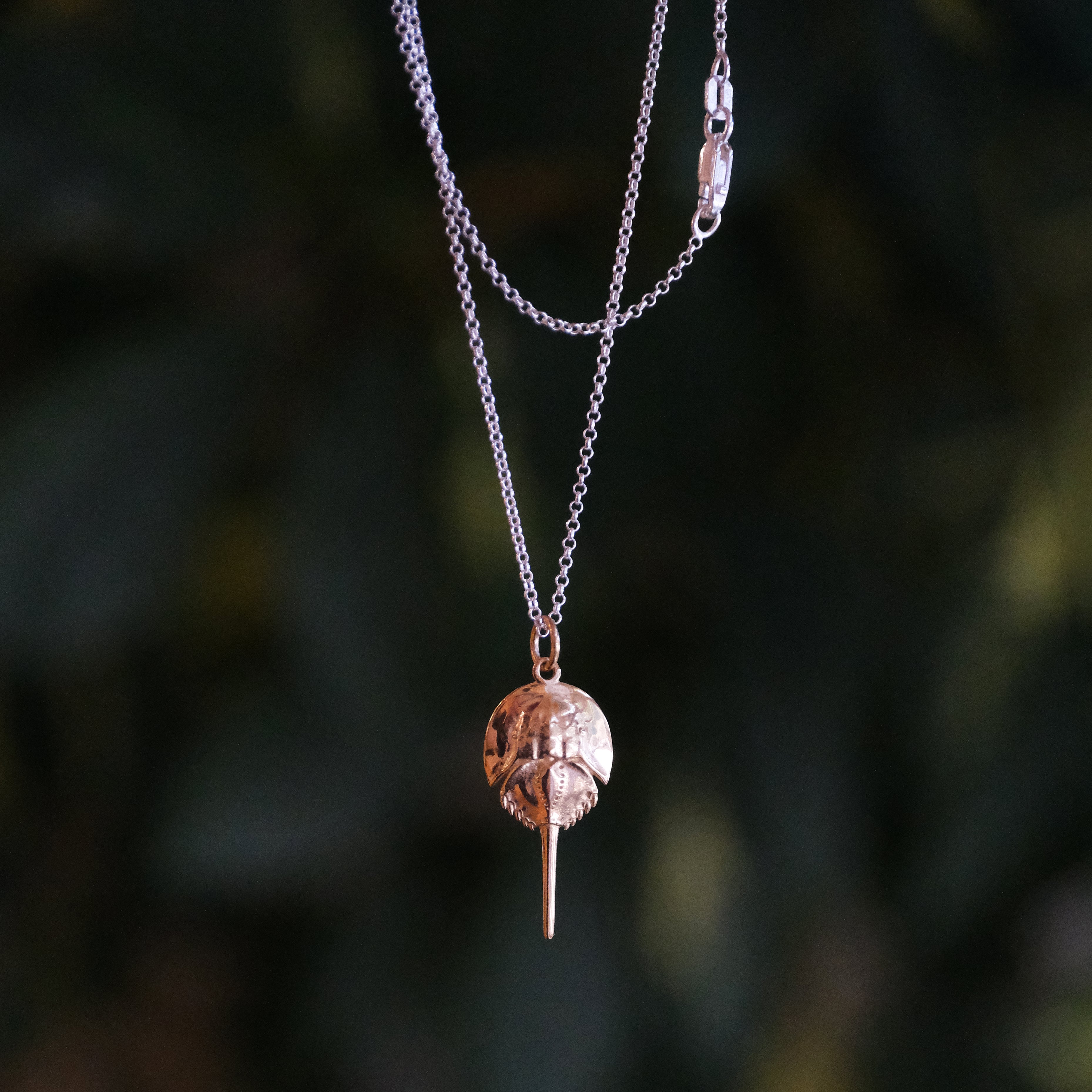 Bronze + Sterling Horseshoe Crab Necklace