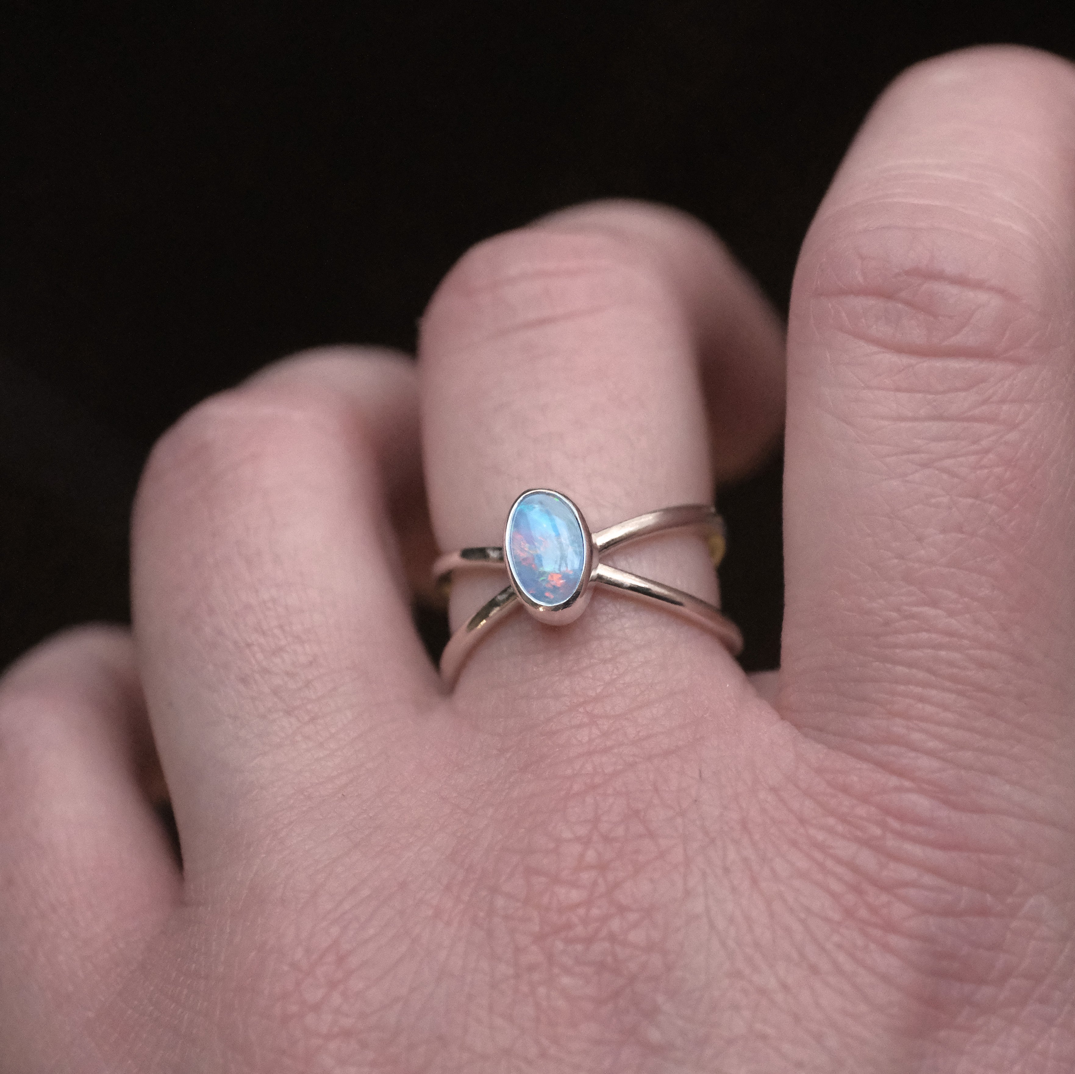 Australian Opal Atom Ring (Size 6) - One of a Kind