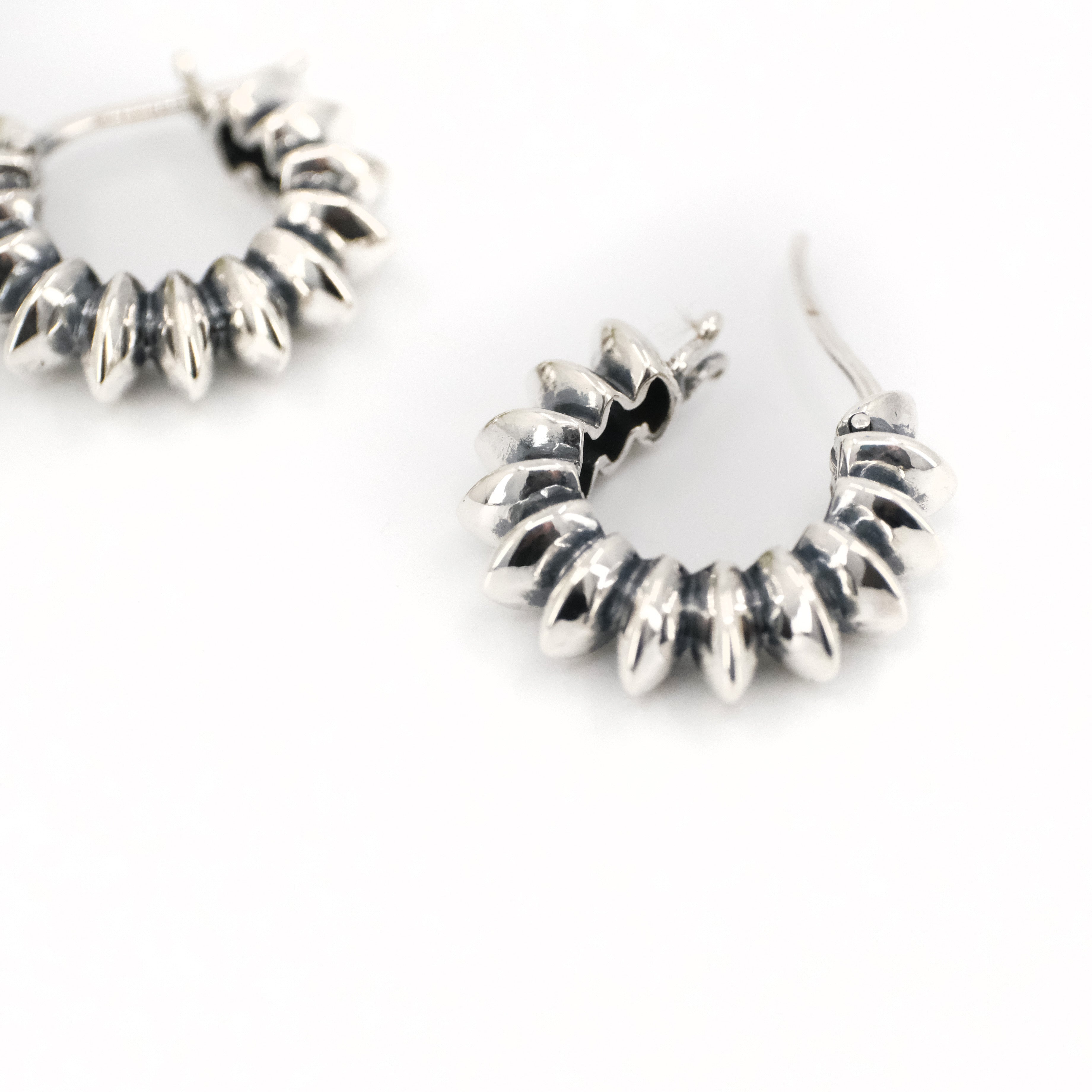Sterling Silver Rattler Hoops